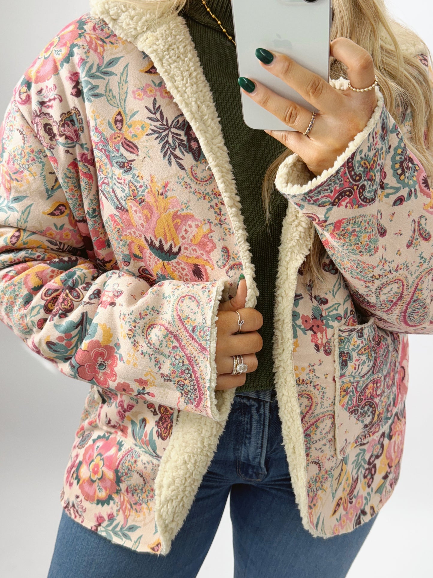 The Paisley | Floral Sherpa Jacket