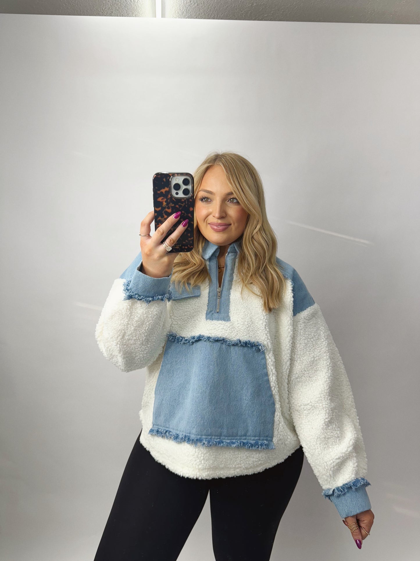 The Lori | Teddy Denim Pullover