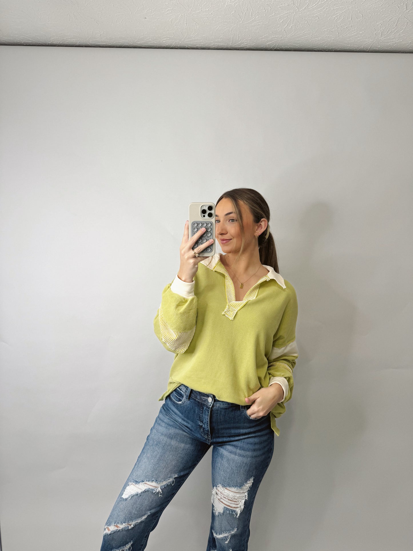 The Lydia | Patchwork Sleeve Top