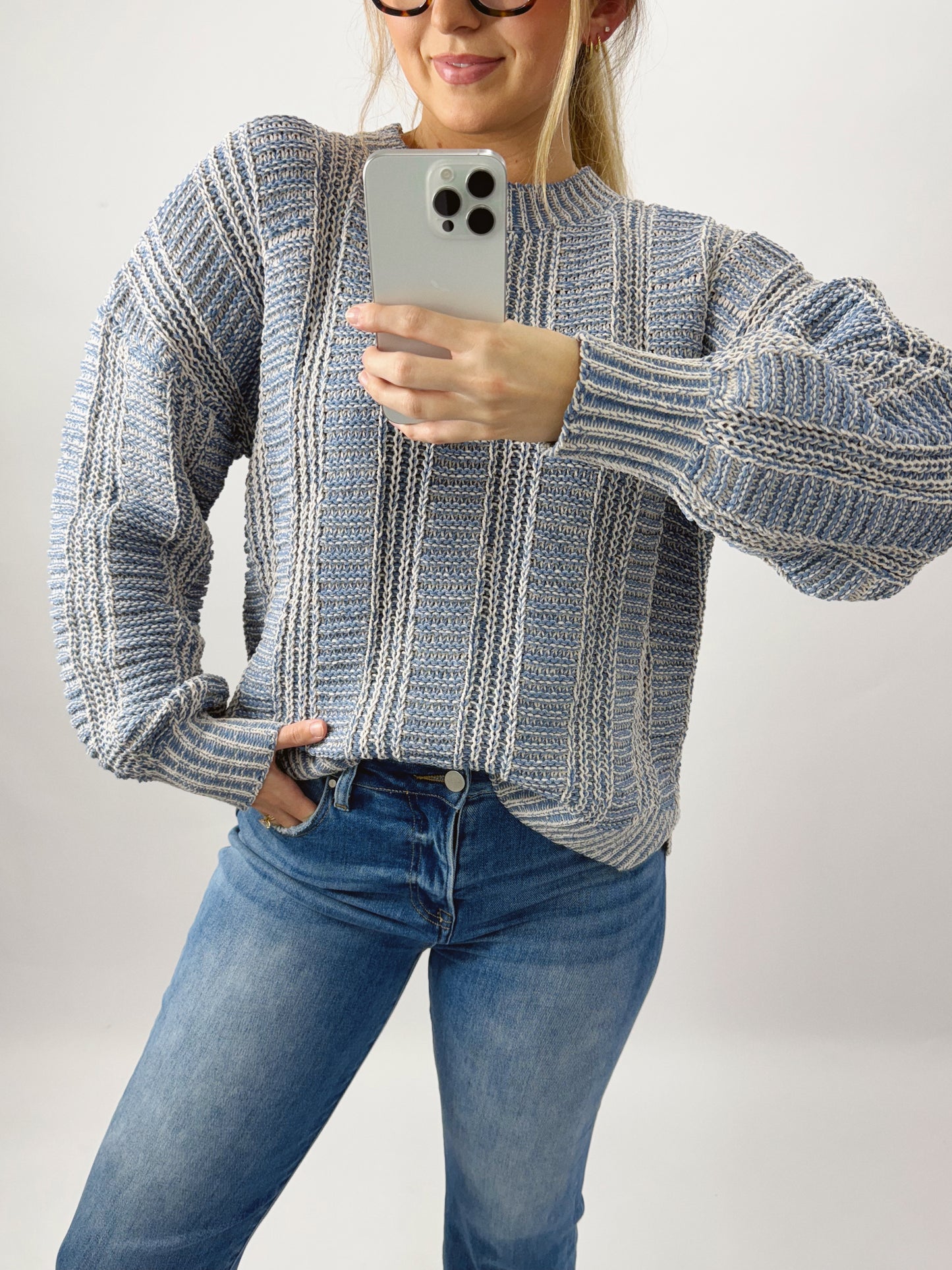 The Mikayla | Blue Chunky Knit Sweater