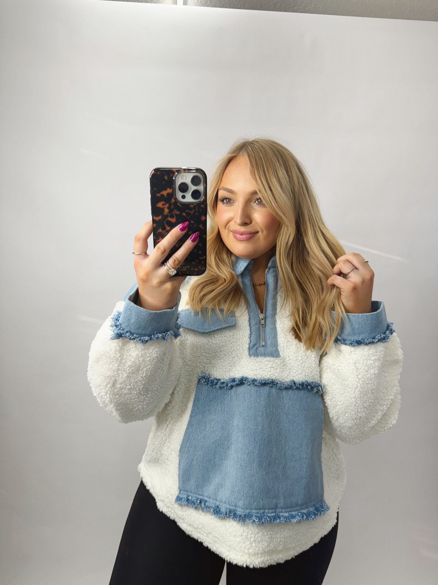 The Lori | Teddy Denim Pullover