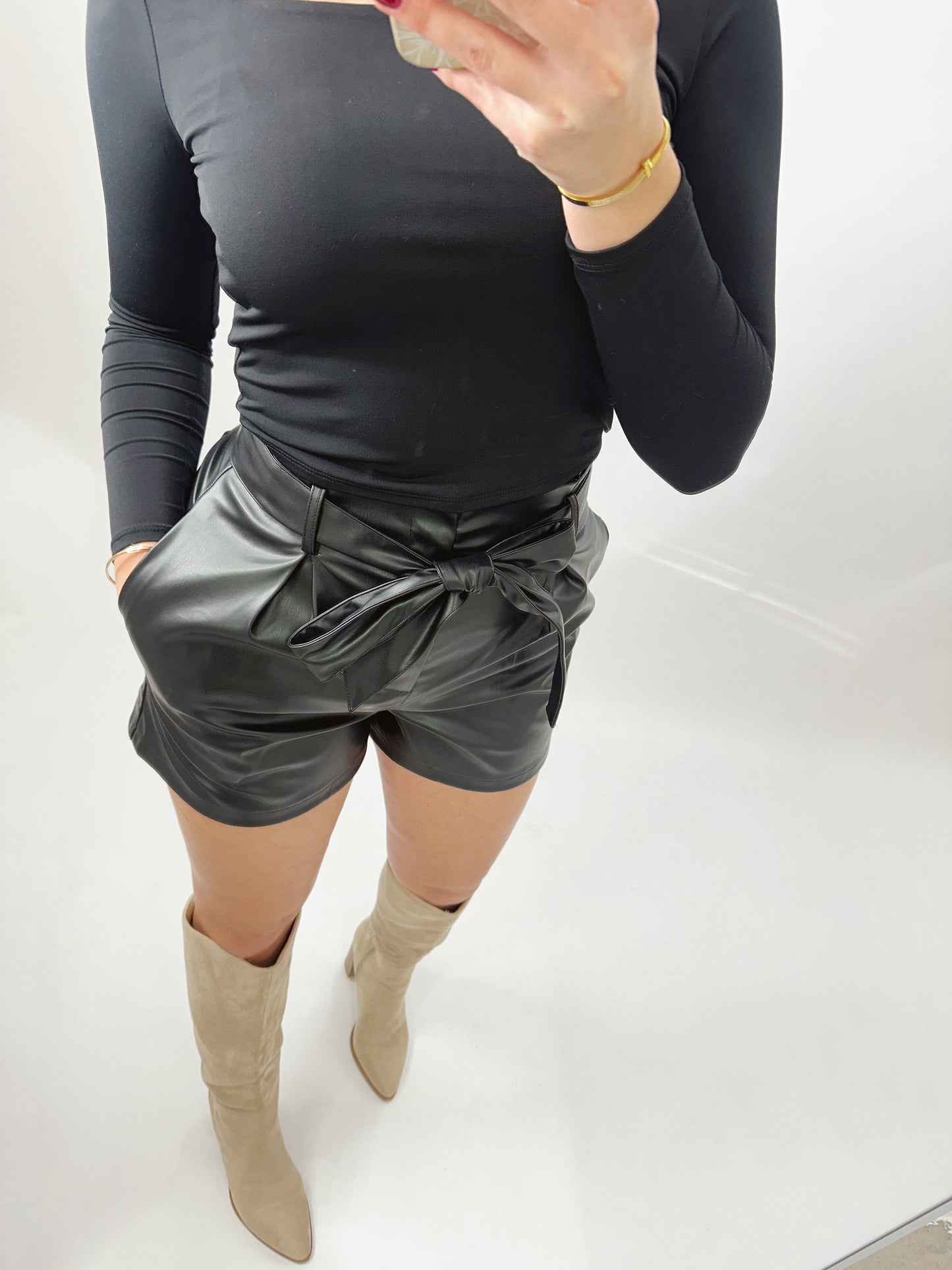 Black Leather Shorts