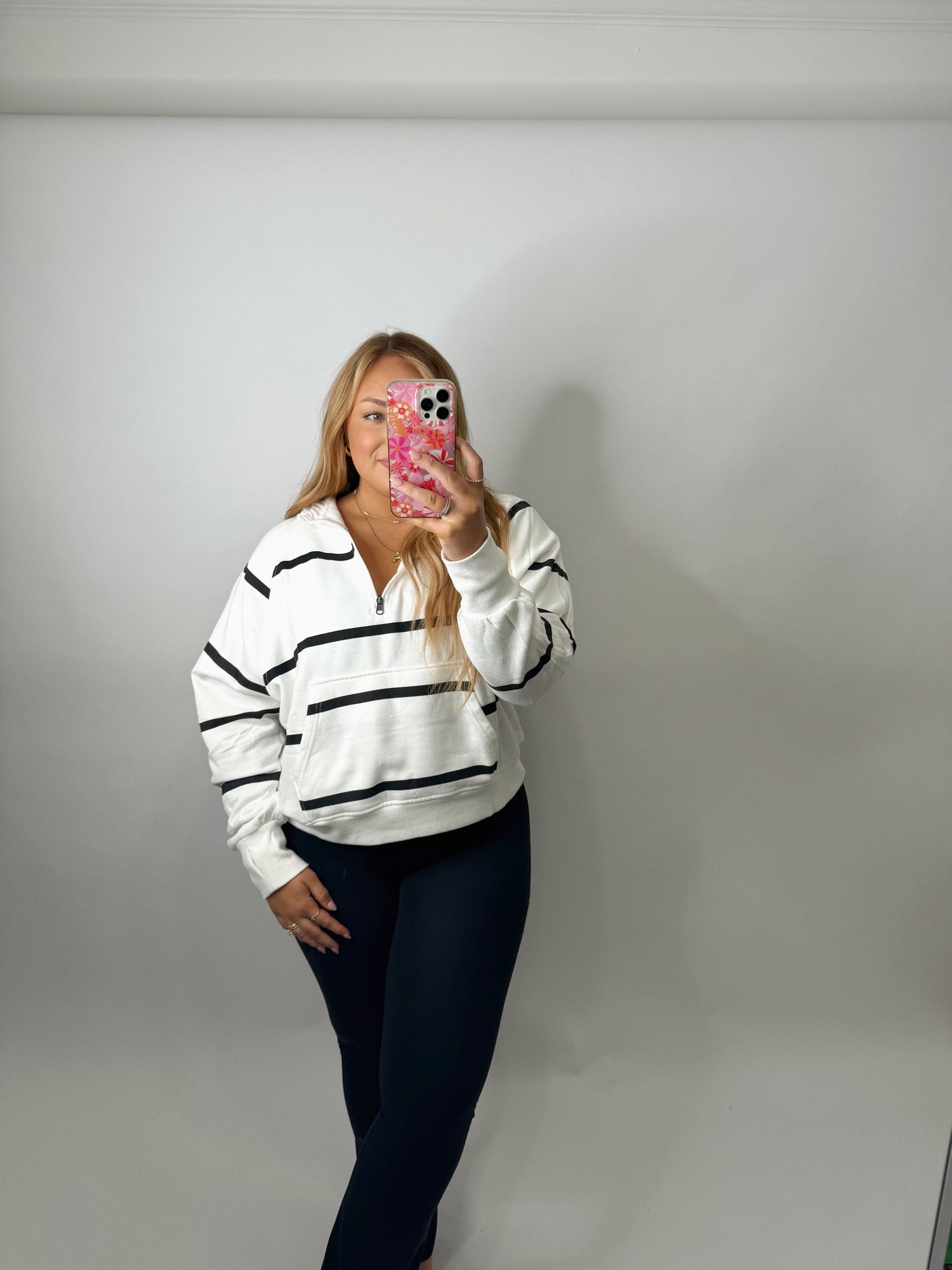 The Jodi | White Striped Pullover