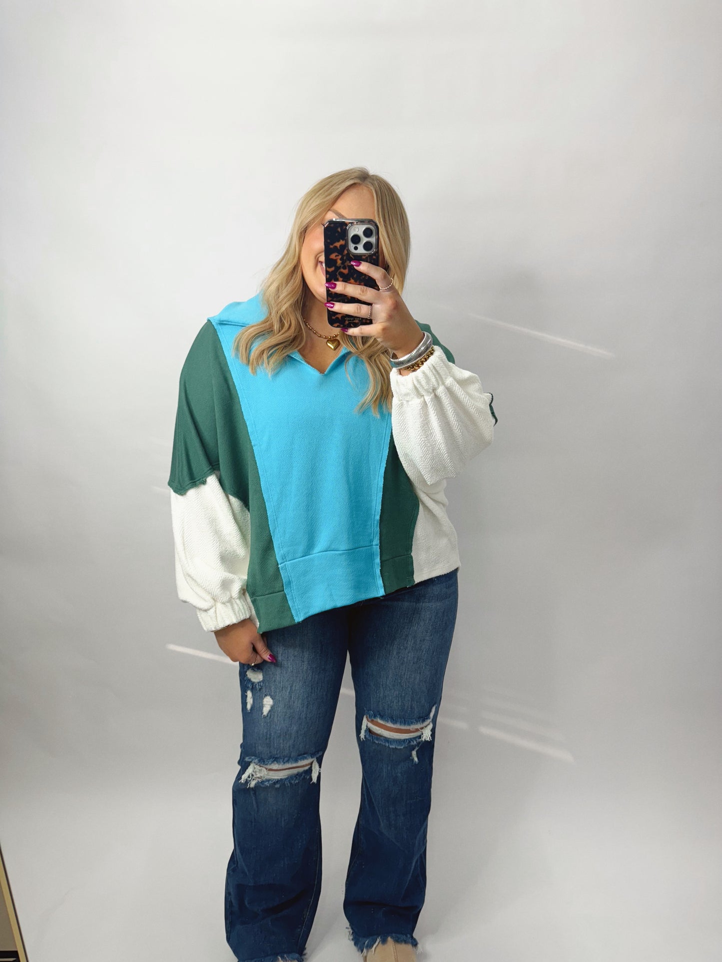 The Kenzie | Blue Oversized V Neck