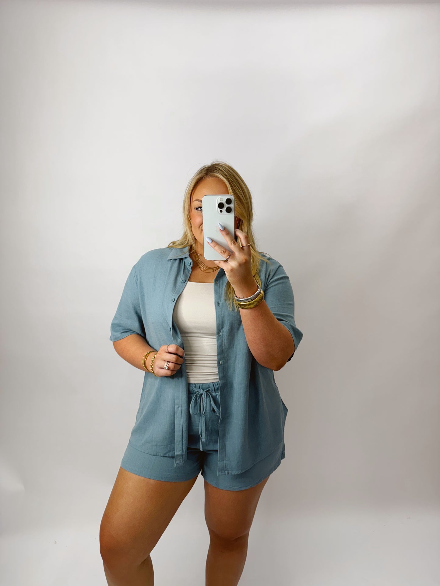 The Jennifer | Blue Top and Shorts Set