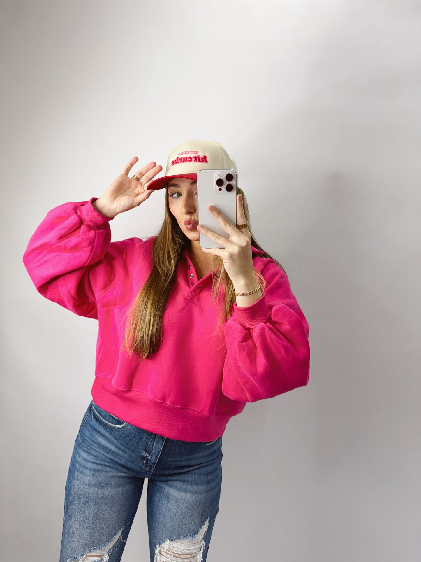 The Paige | Hot Pink Collared Pullover