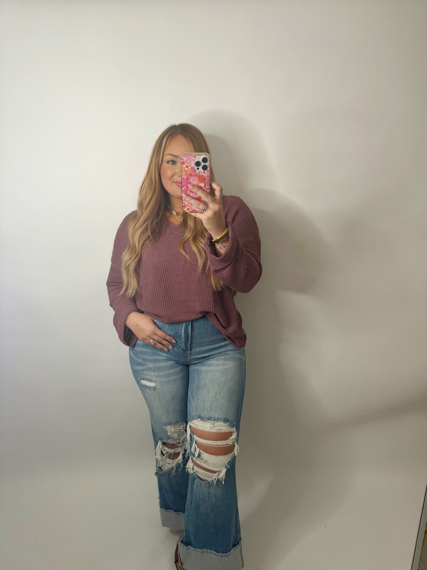 The Angie | Waffle Cut Long Sleeve