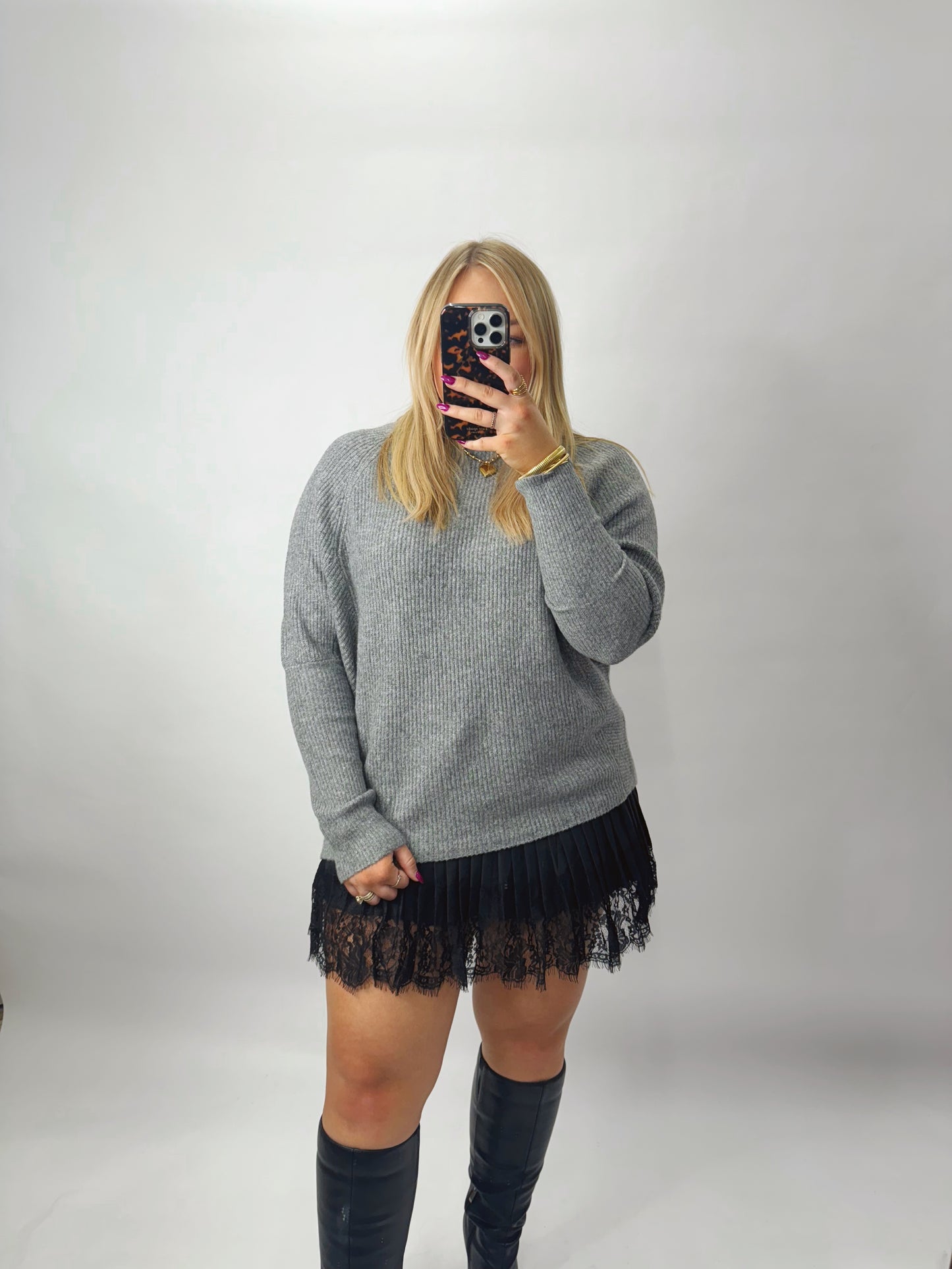 The Blakeley | Lace Trim Skirt