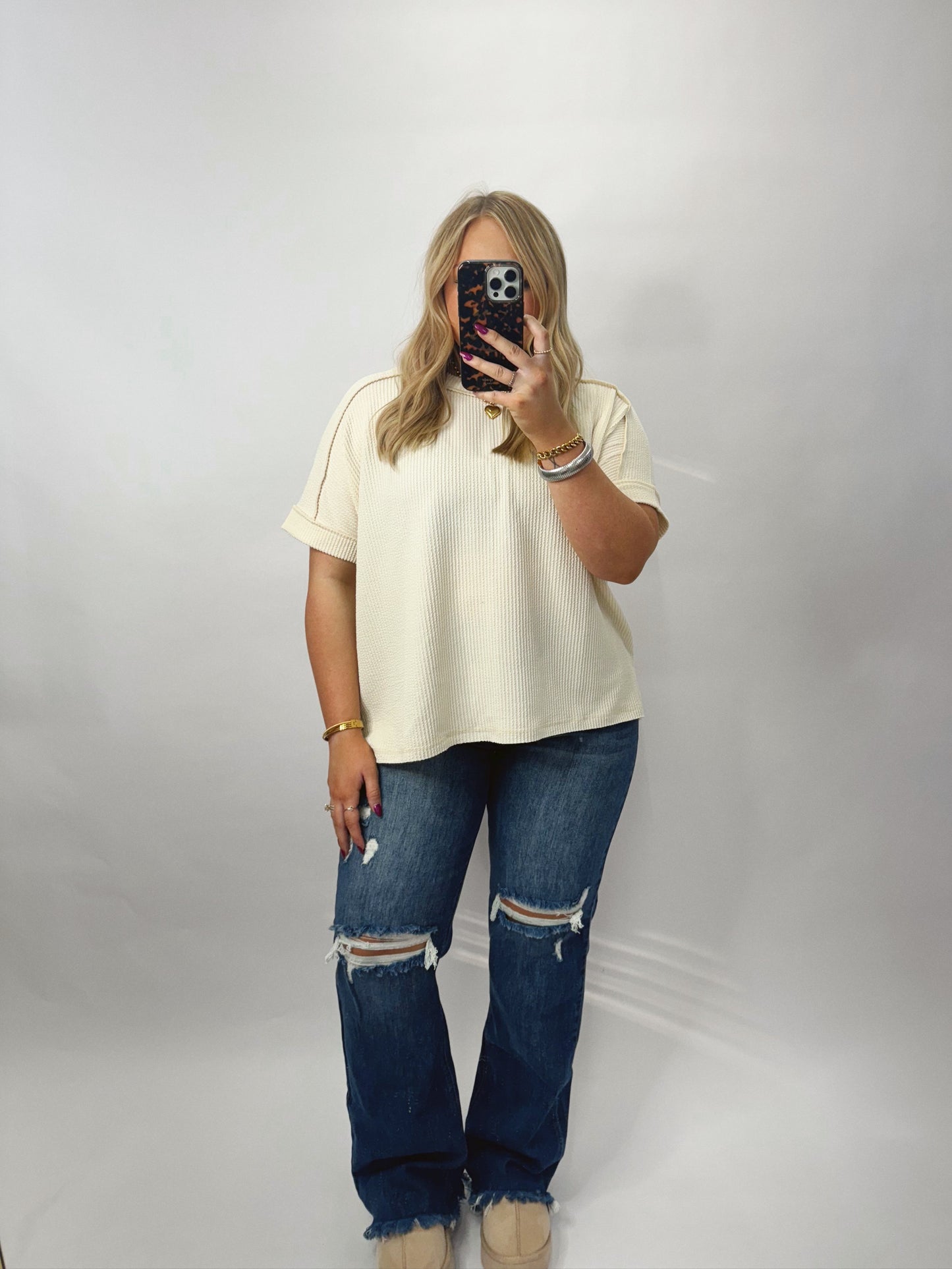 Distressed Straight Jean | Dark Wash