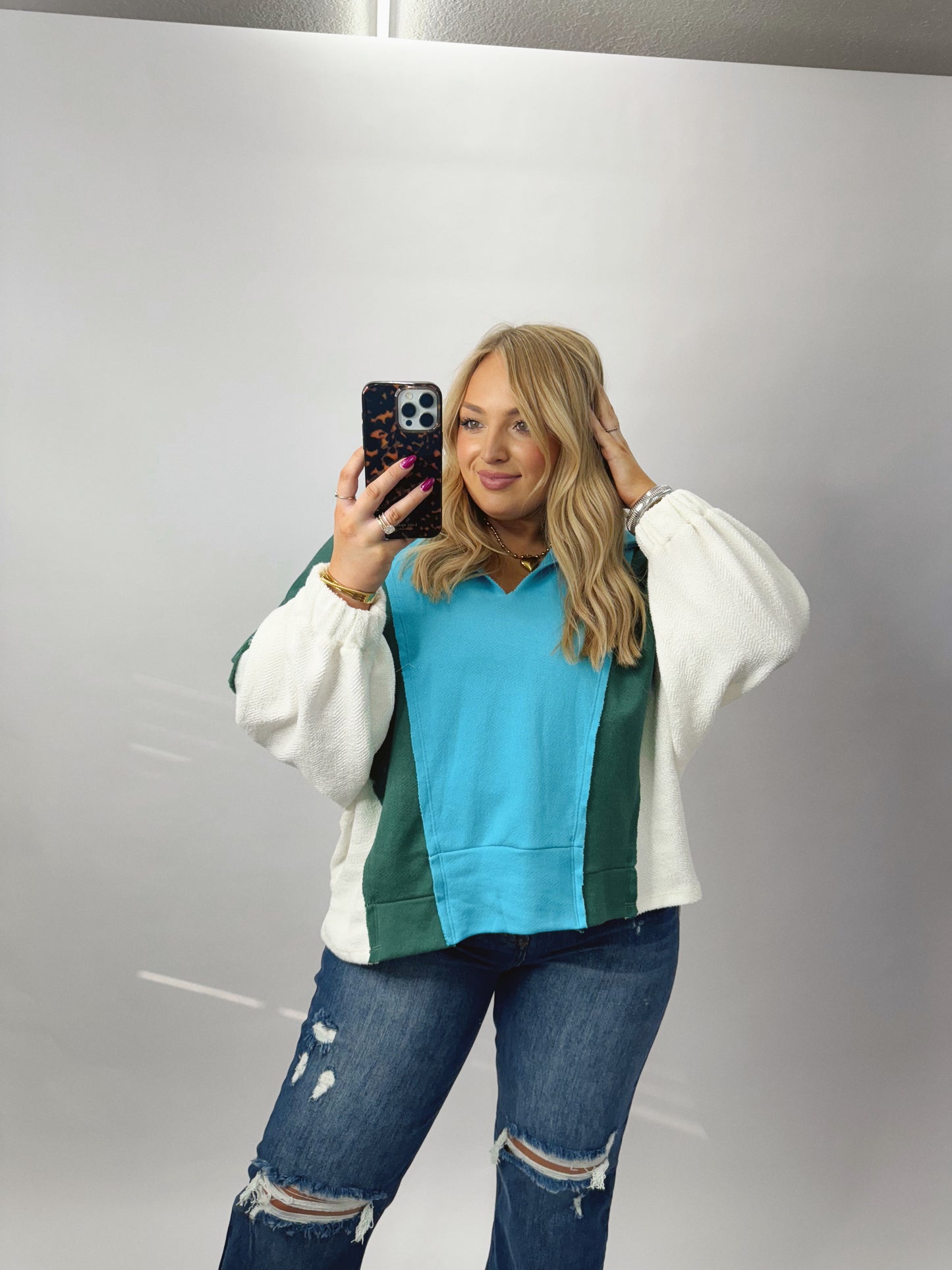 The Kenzie | Blue Oversized V Neck