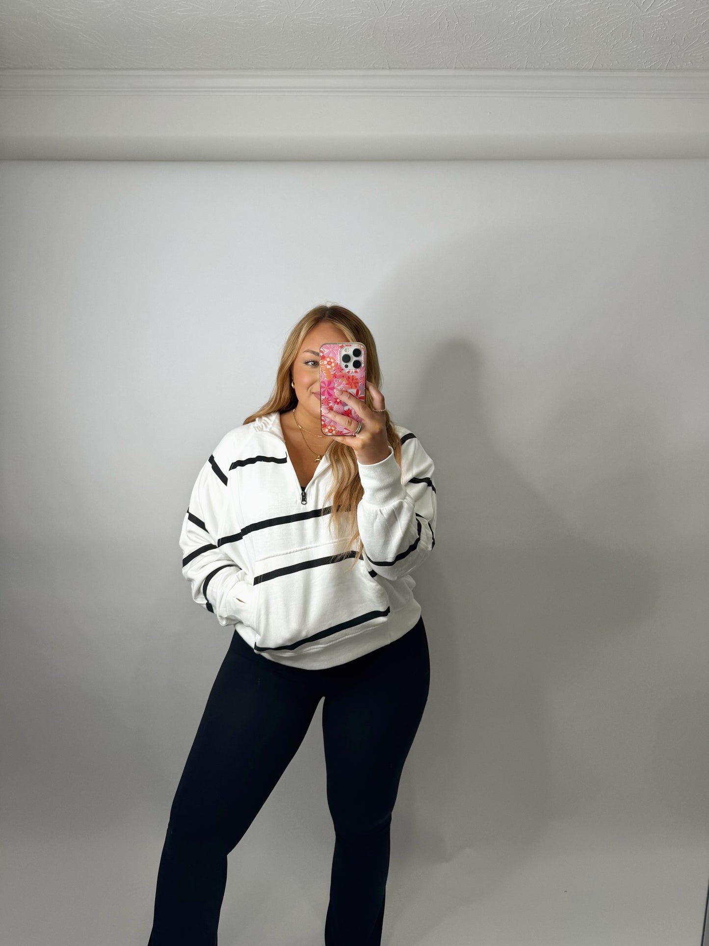 The Jodi | White Striped Pullover