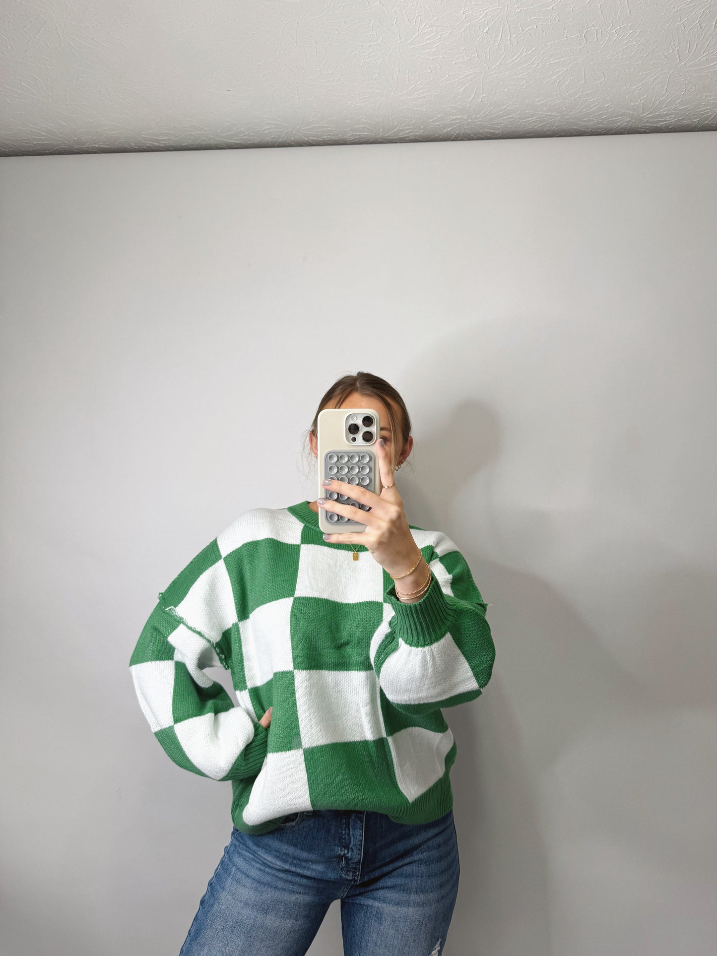 The Sydney | Green Checkered Sweater