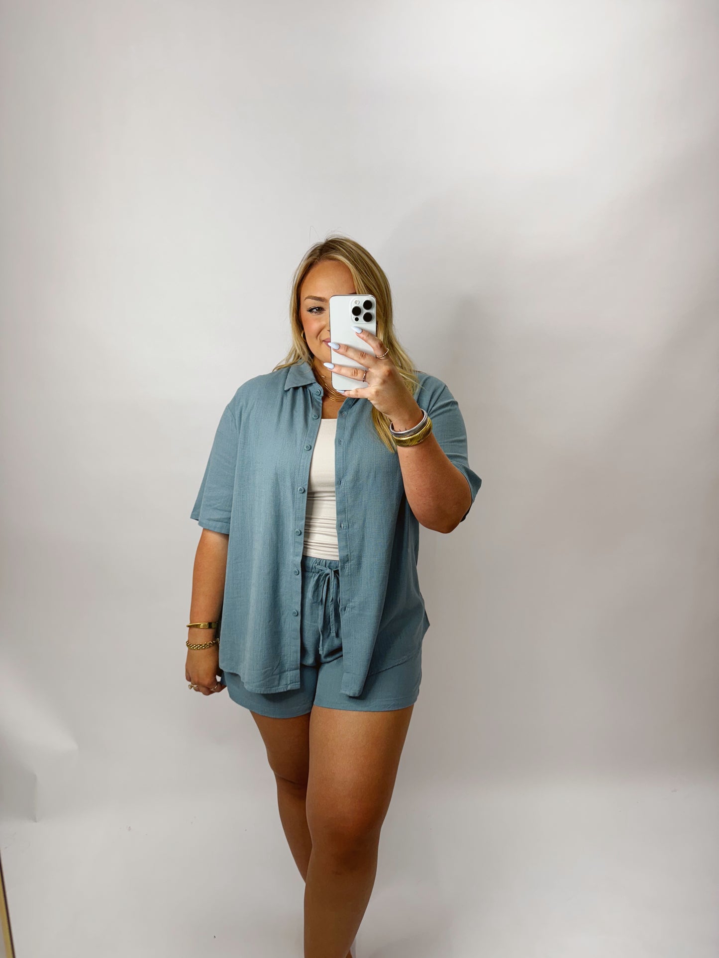 The Jennifer | Blue Top and Shorts Set