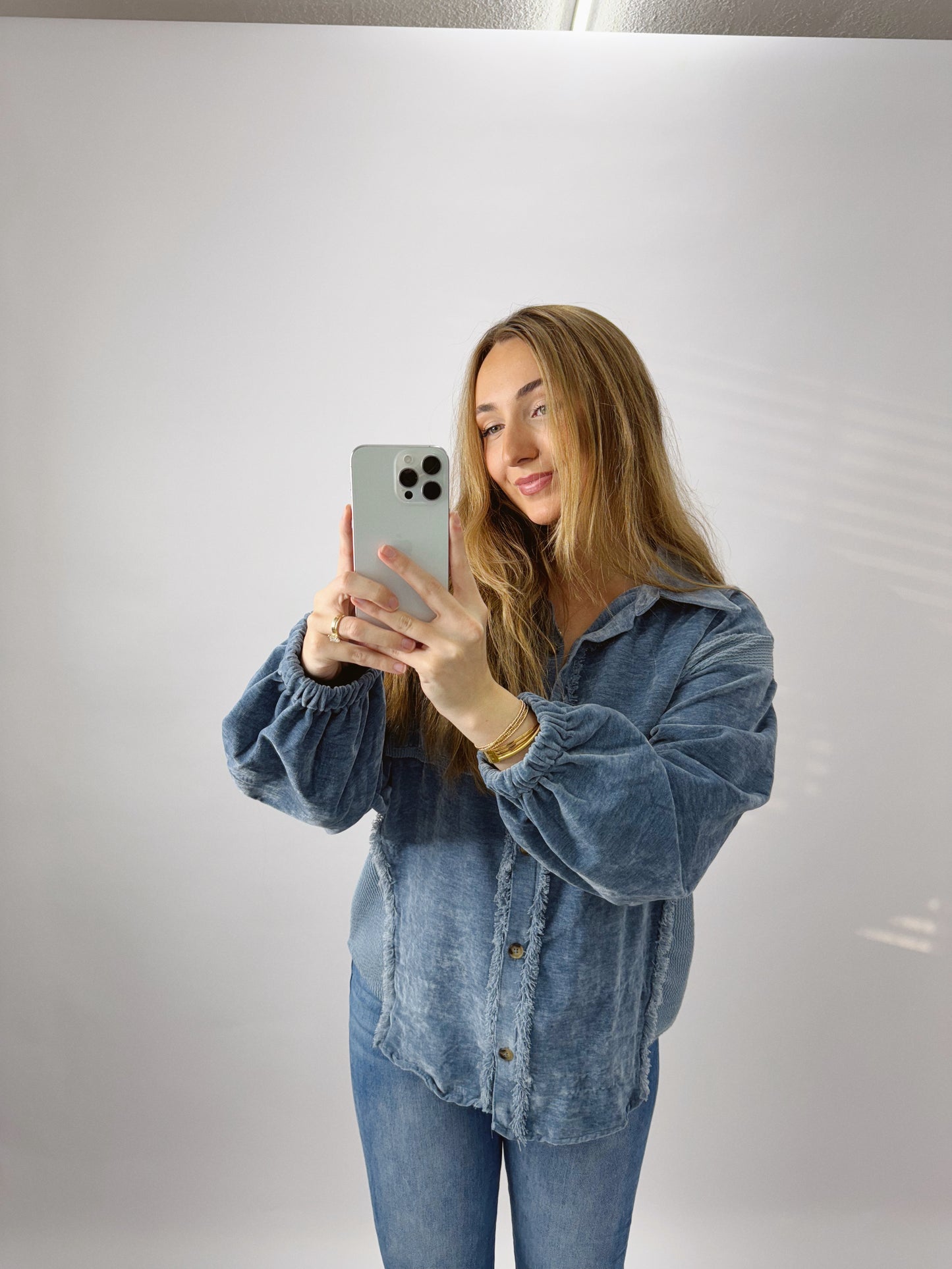The Stella | Blue Button Up Shacket