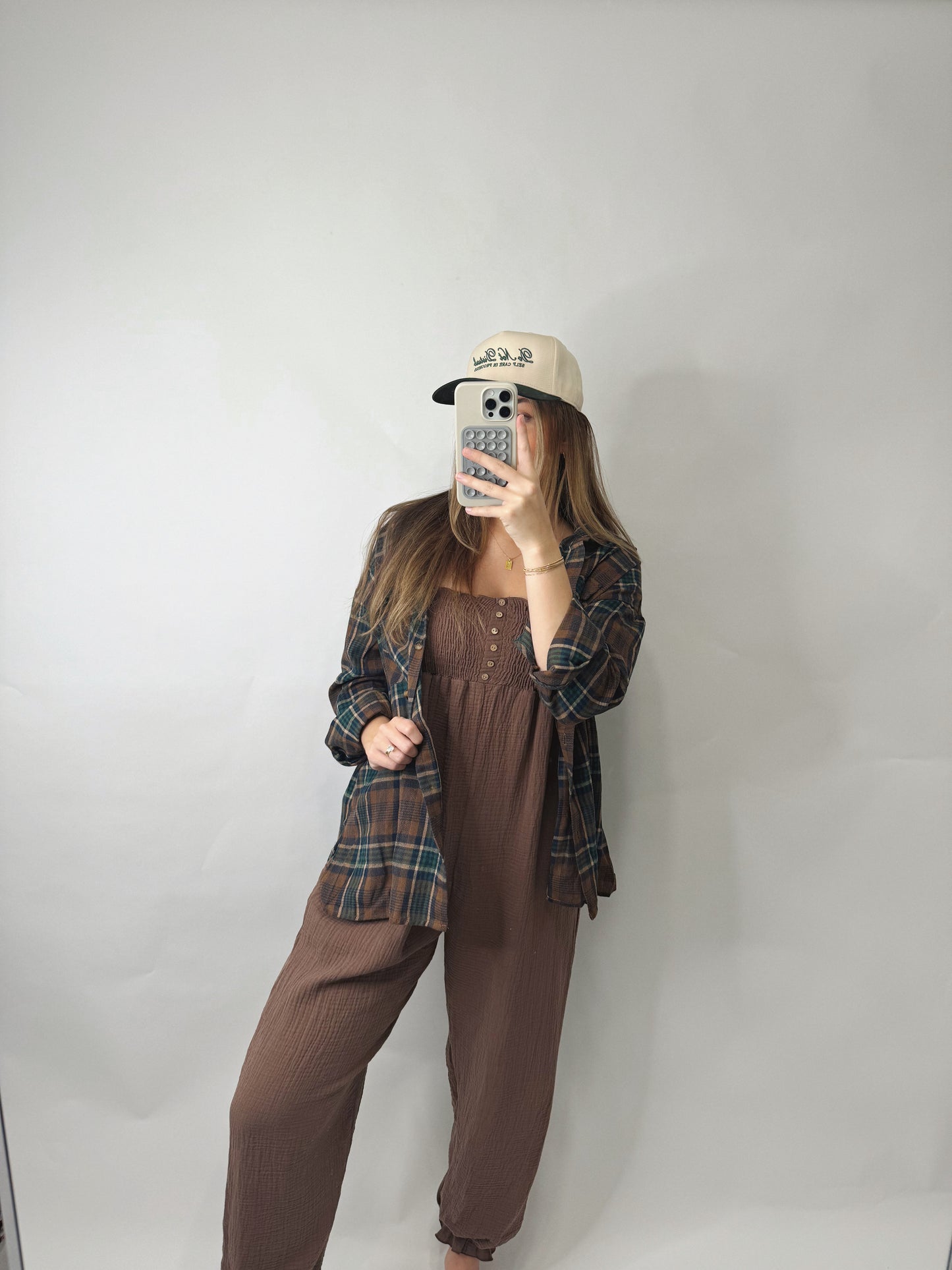 The Katie | Brown Flowy Pant Jumpsuit