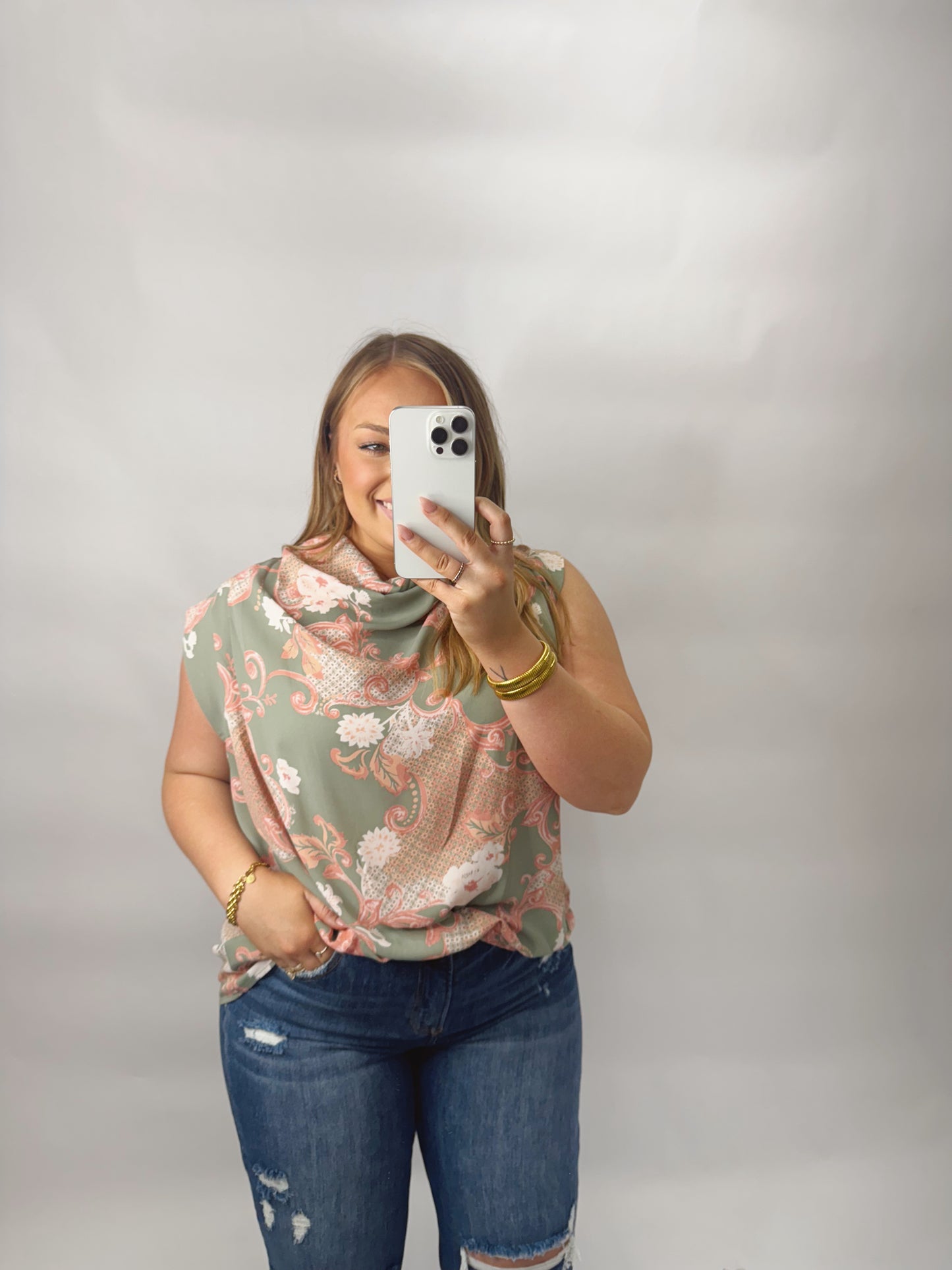 The Estelle | Cowl Neck Floral Top