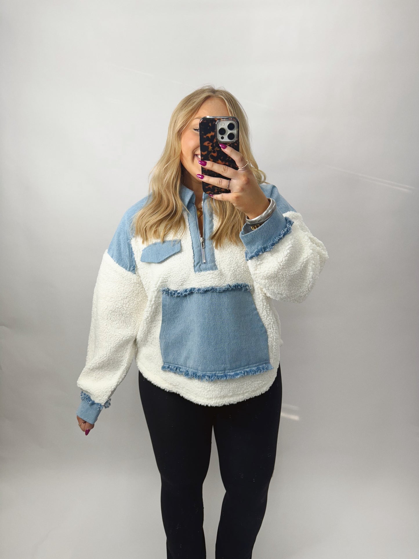 The Lori | Teddy Denim Pullover