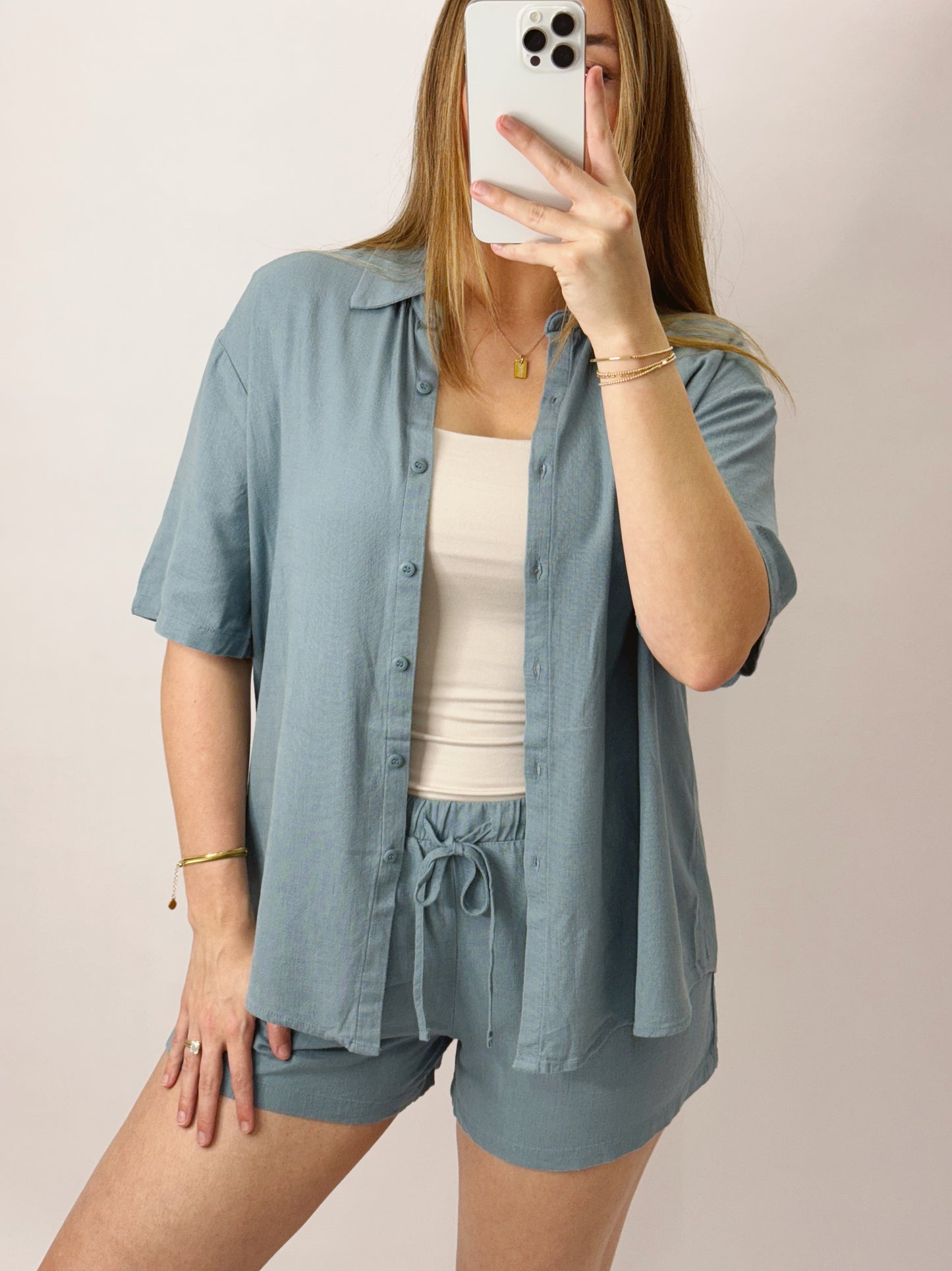 The Jennifer | Blue Top and Shorts Set