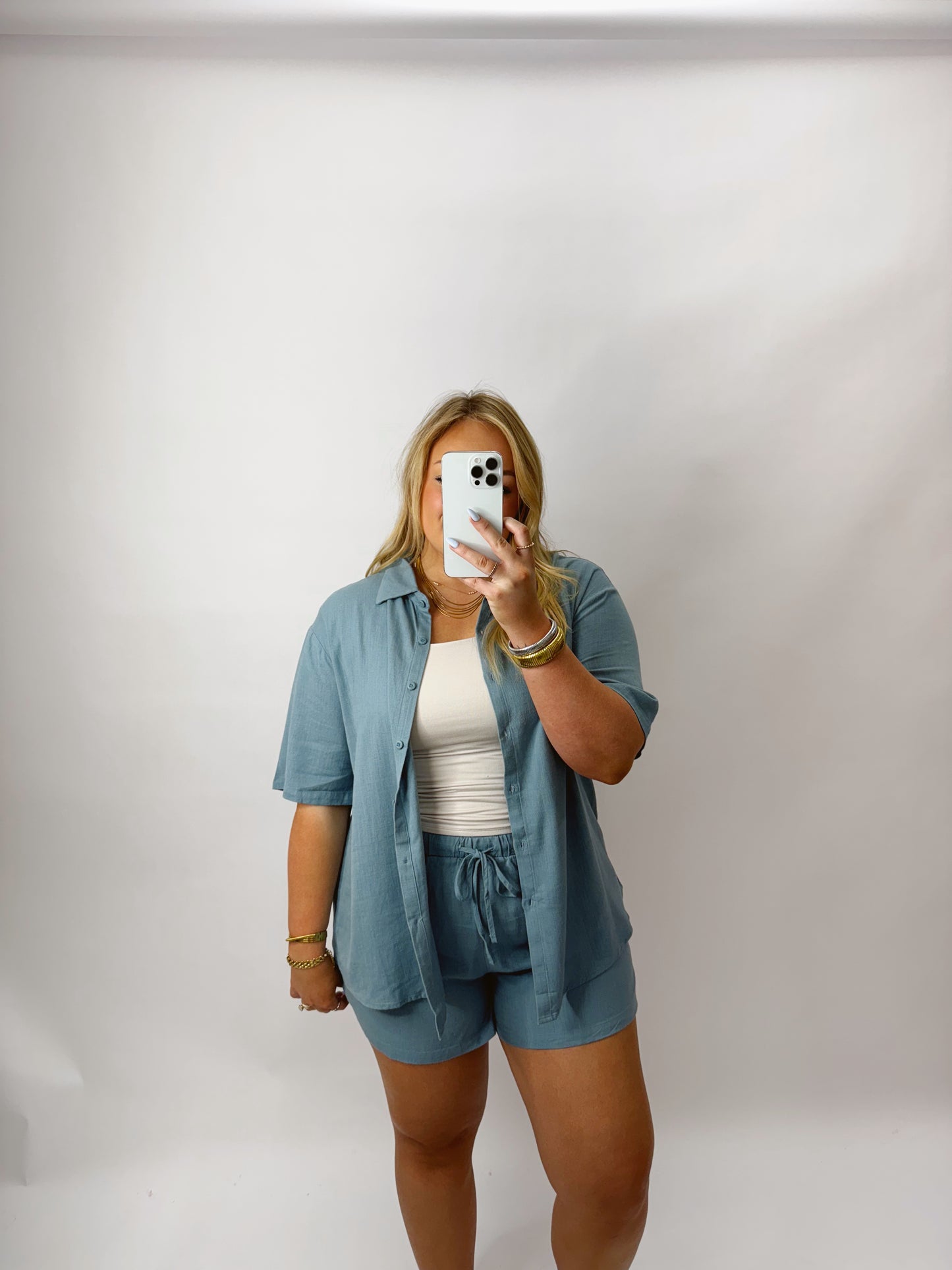 The Jennifer | Blue Top and Shorts Set