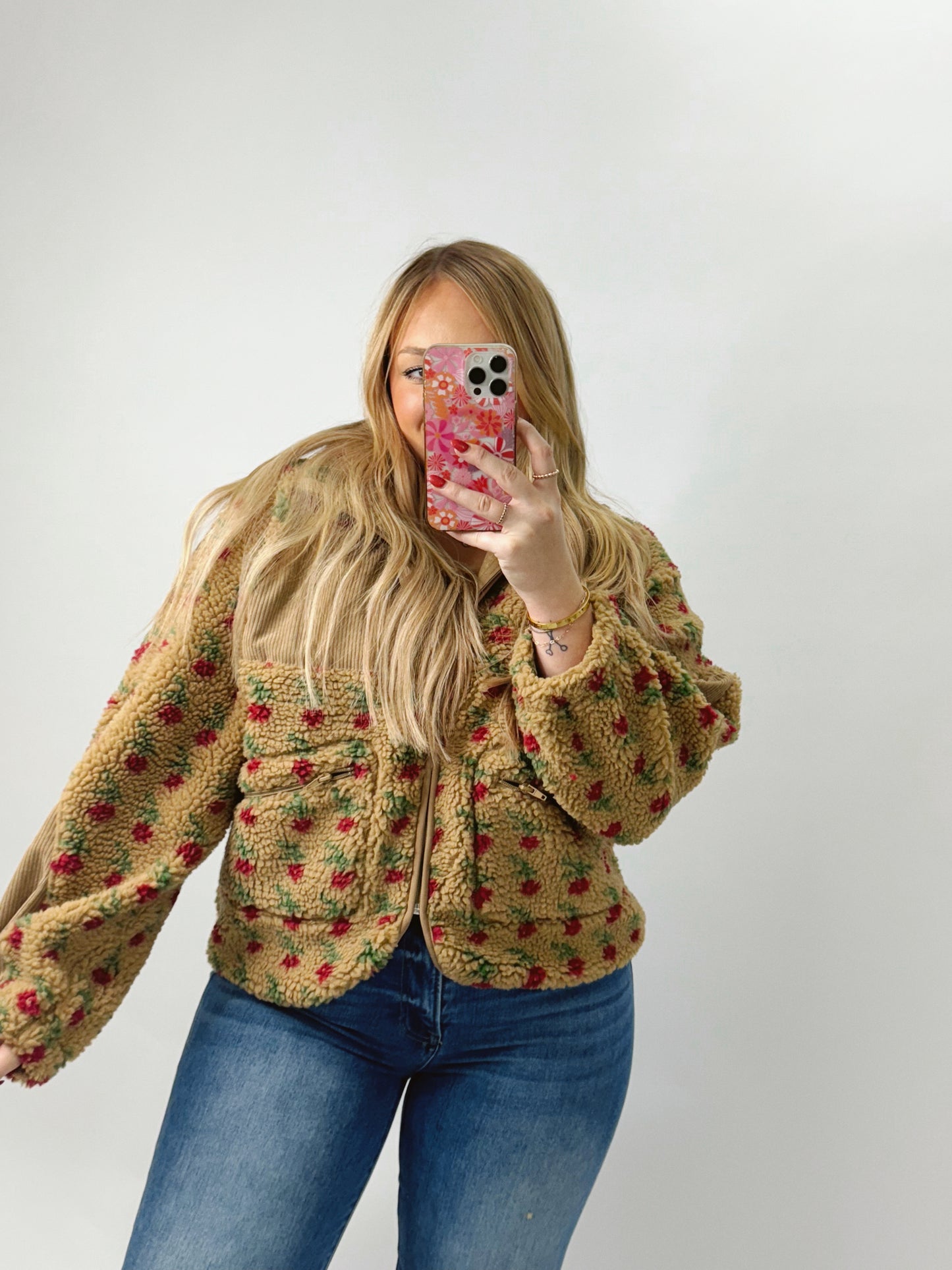 The Kelsey | Rose Sherpa Jacket