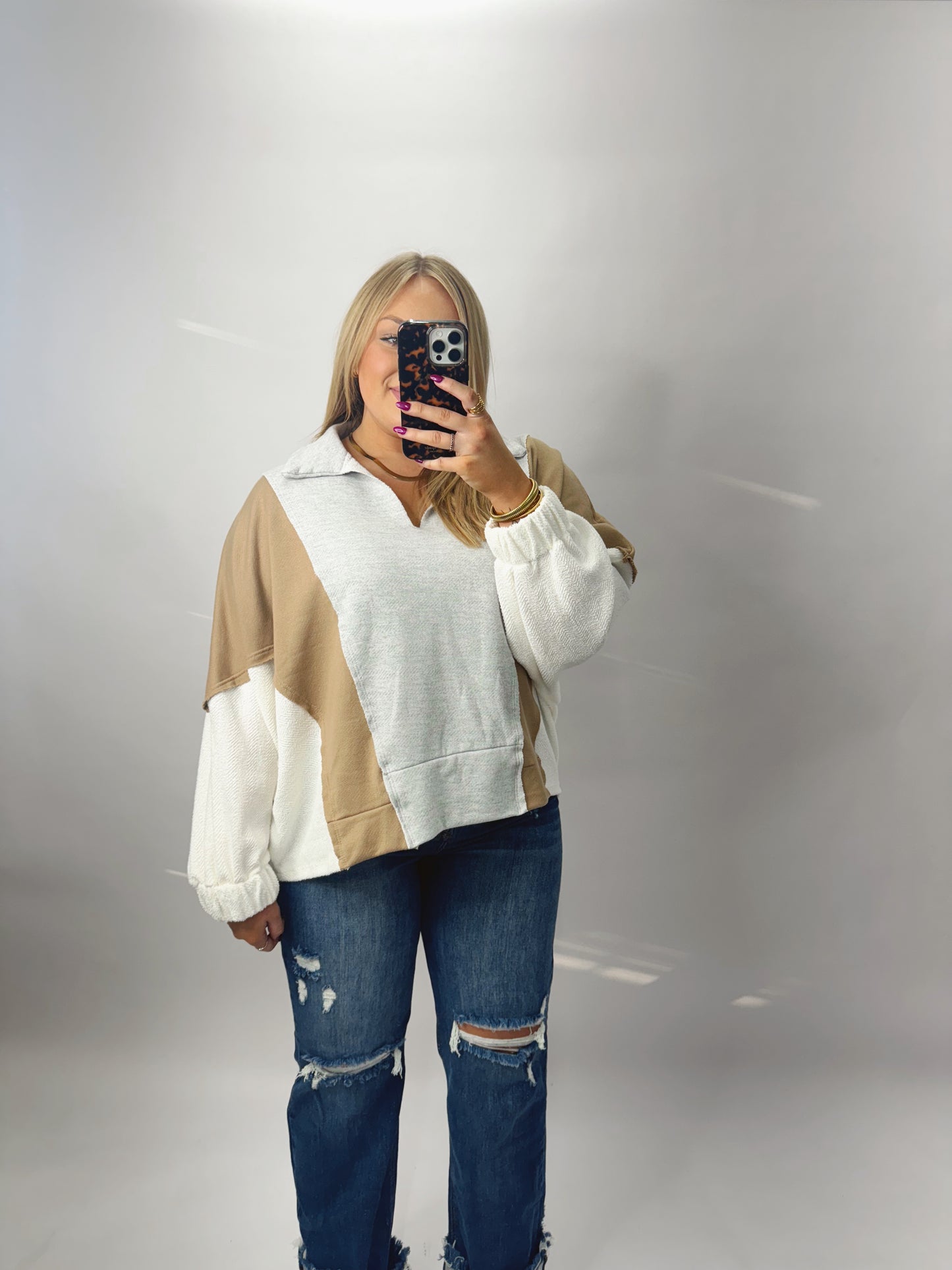 The Kenzie | Neutral Oversized V Neck