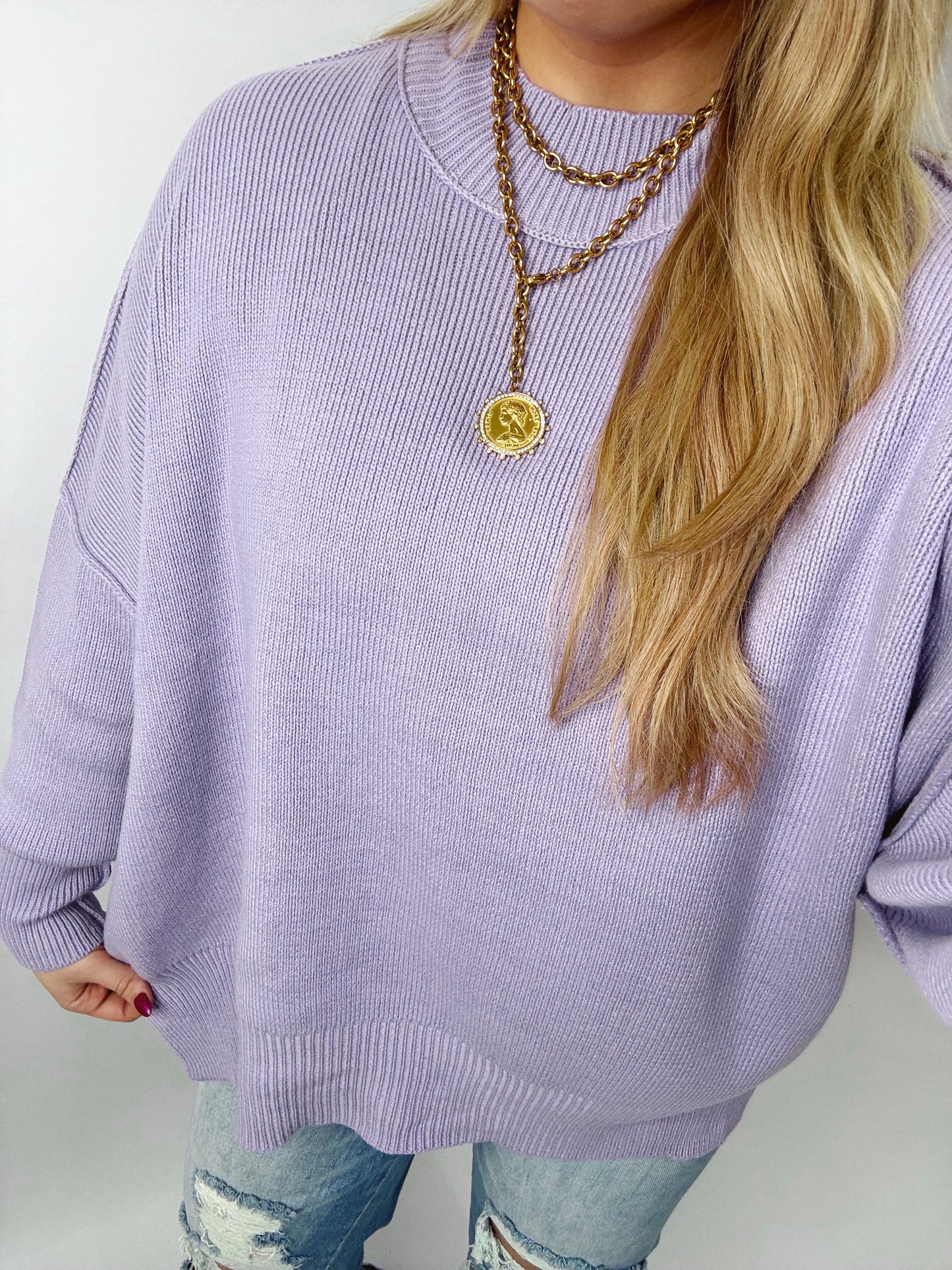 The Alice | Lavender Side Slit Sweater