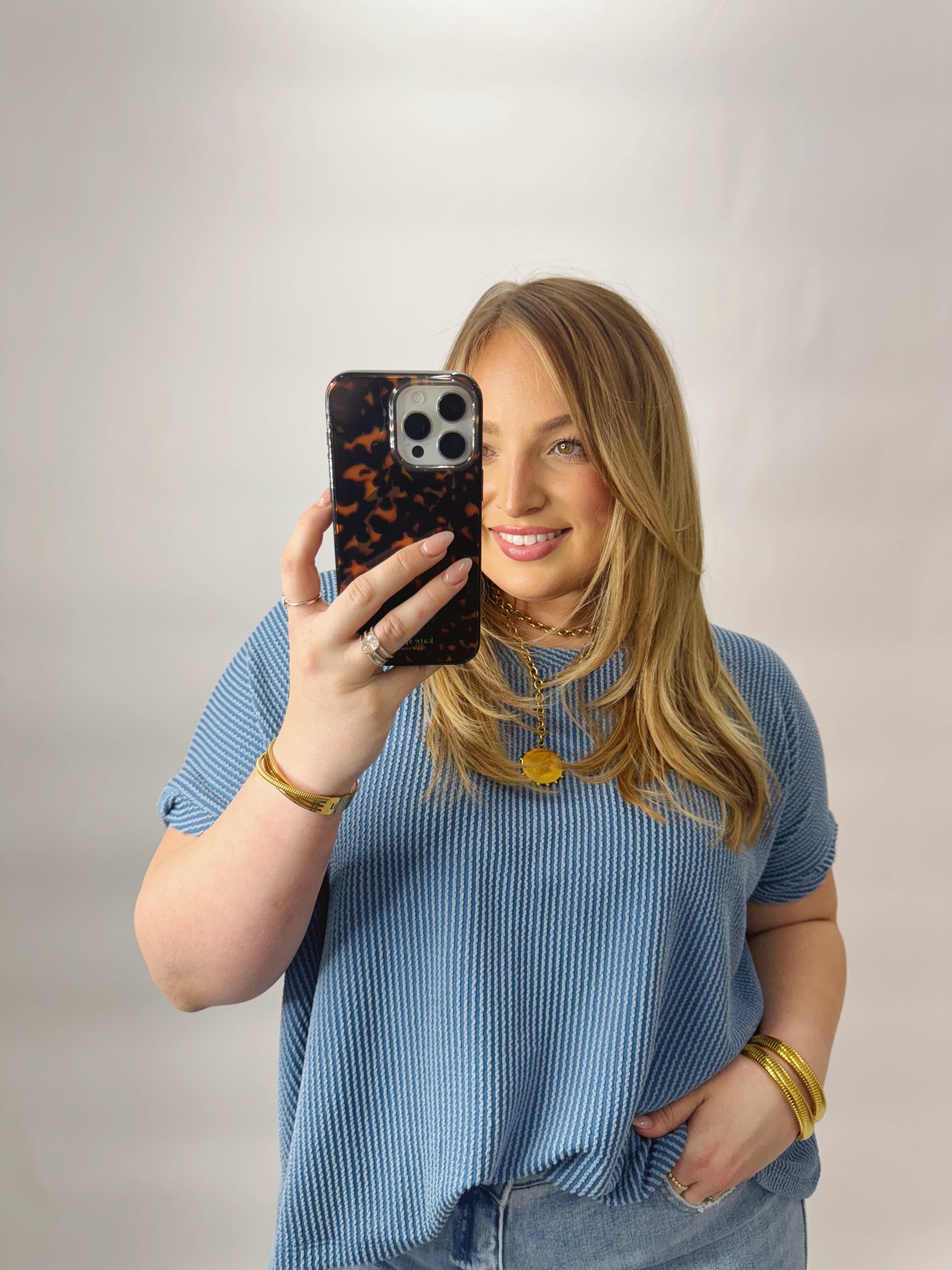 The Carina | Blue Ribbed Tee