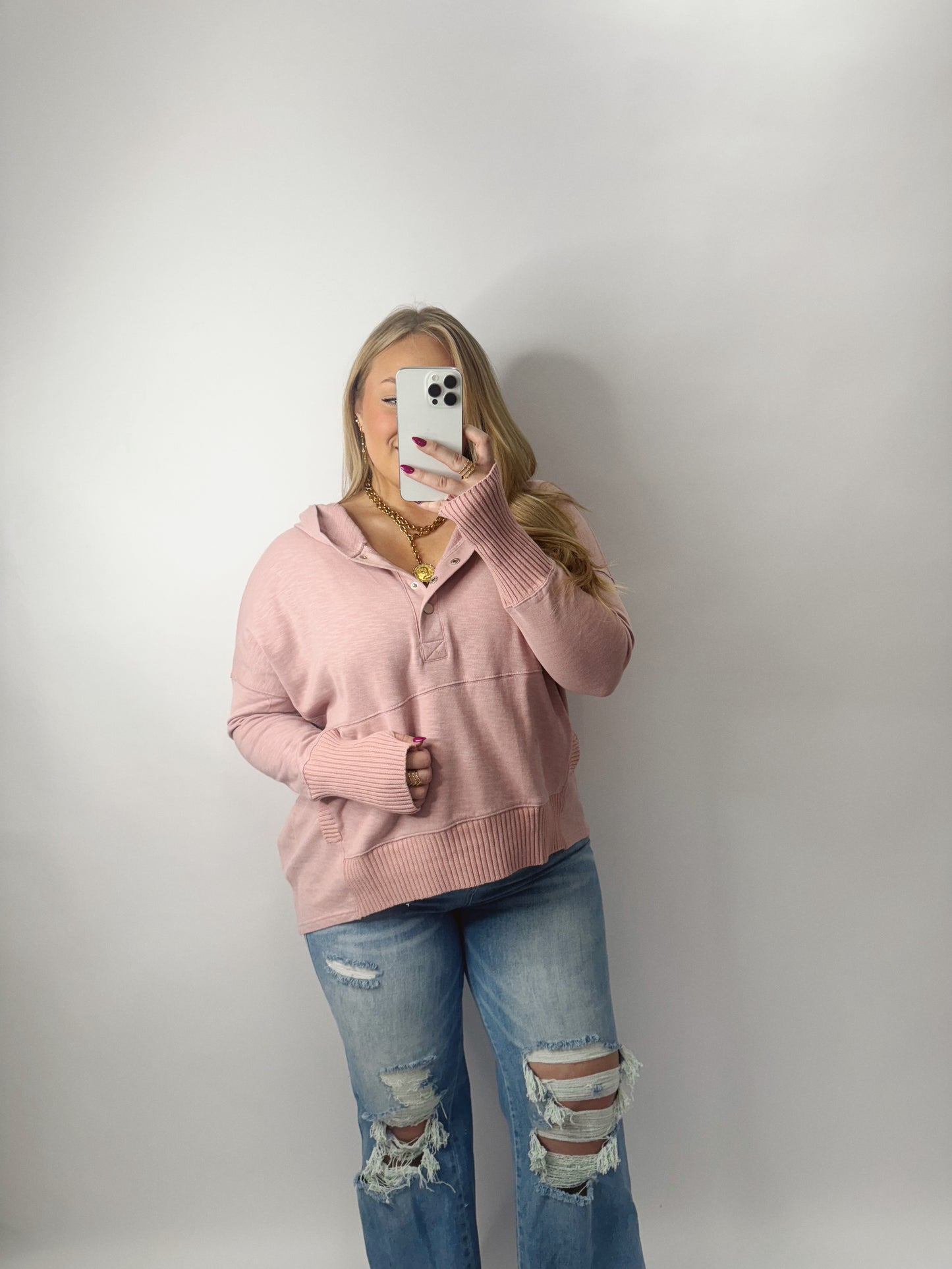 The Rosie | Pink Hooded Pullover