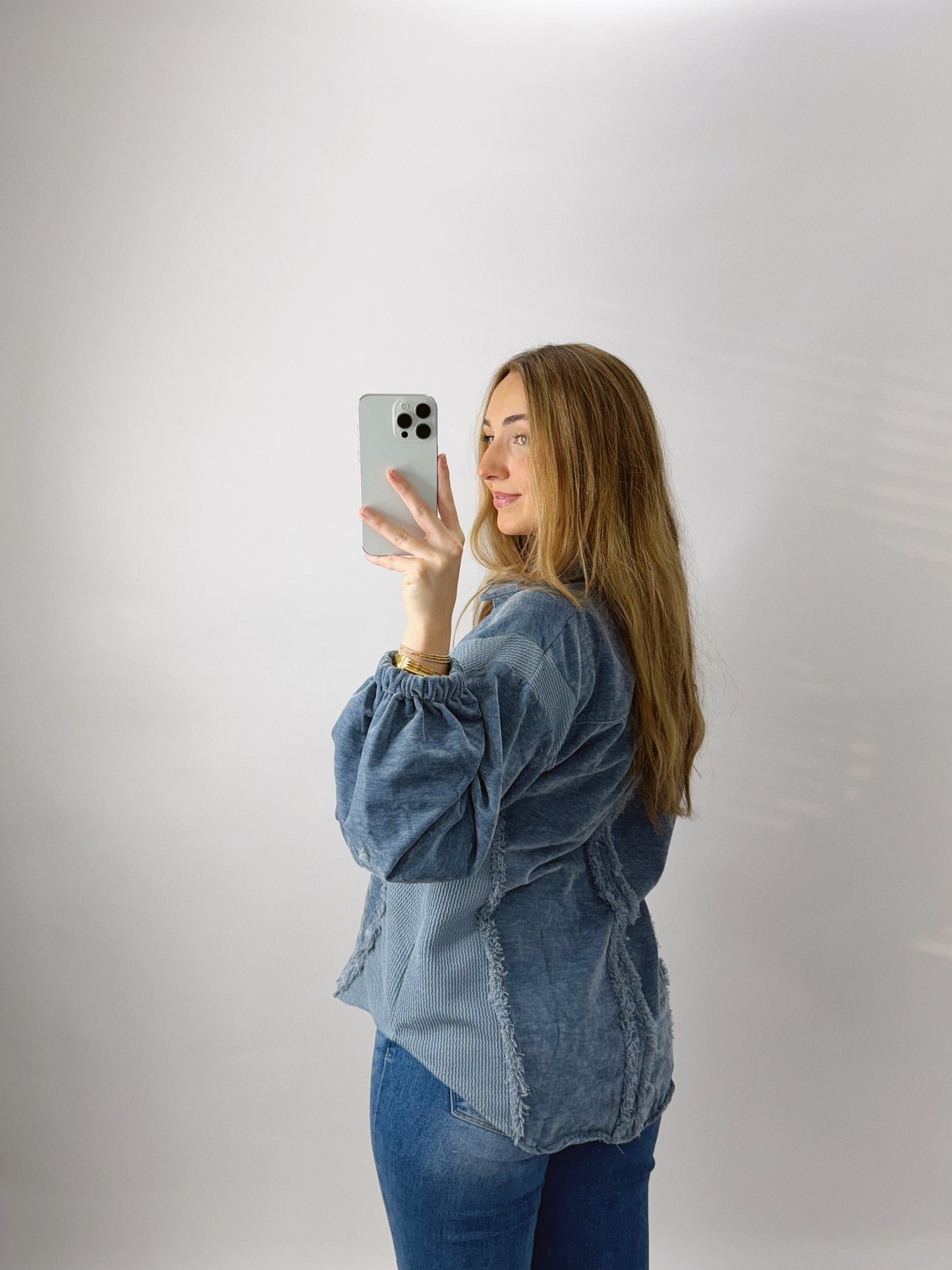 The Stella | Blue Button Up Shacket