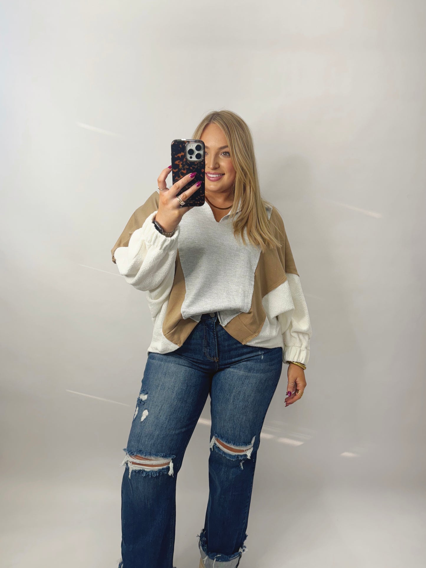 The Kenzie | Neutral Oversized V Neck