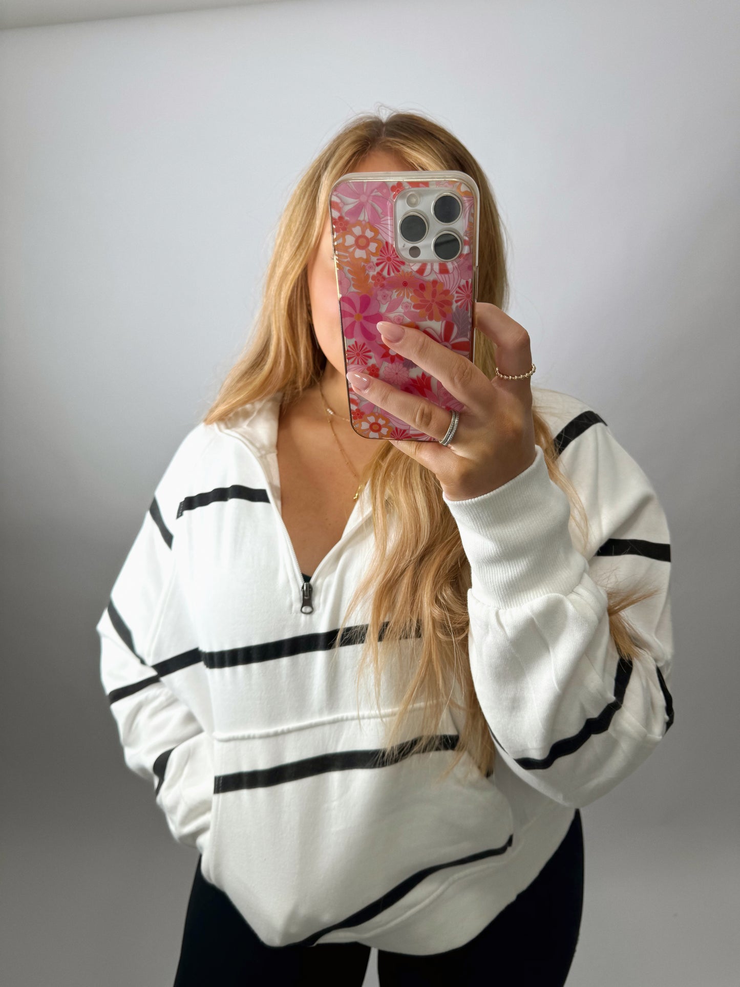 The Jodi | White Striped Pullover
