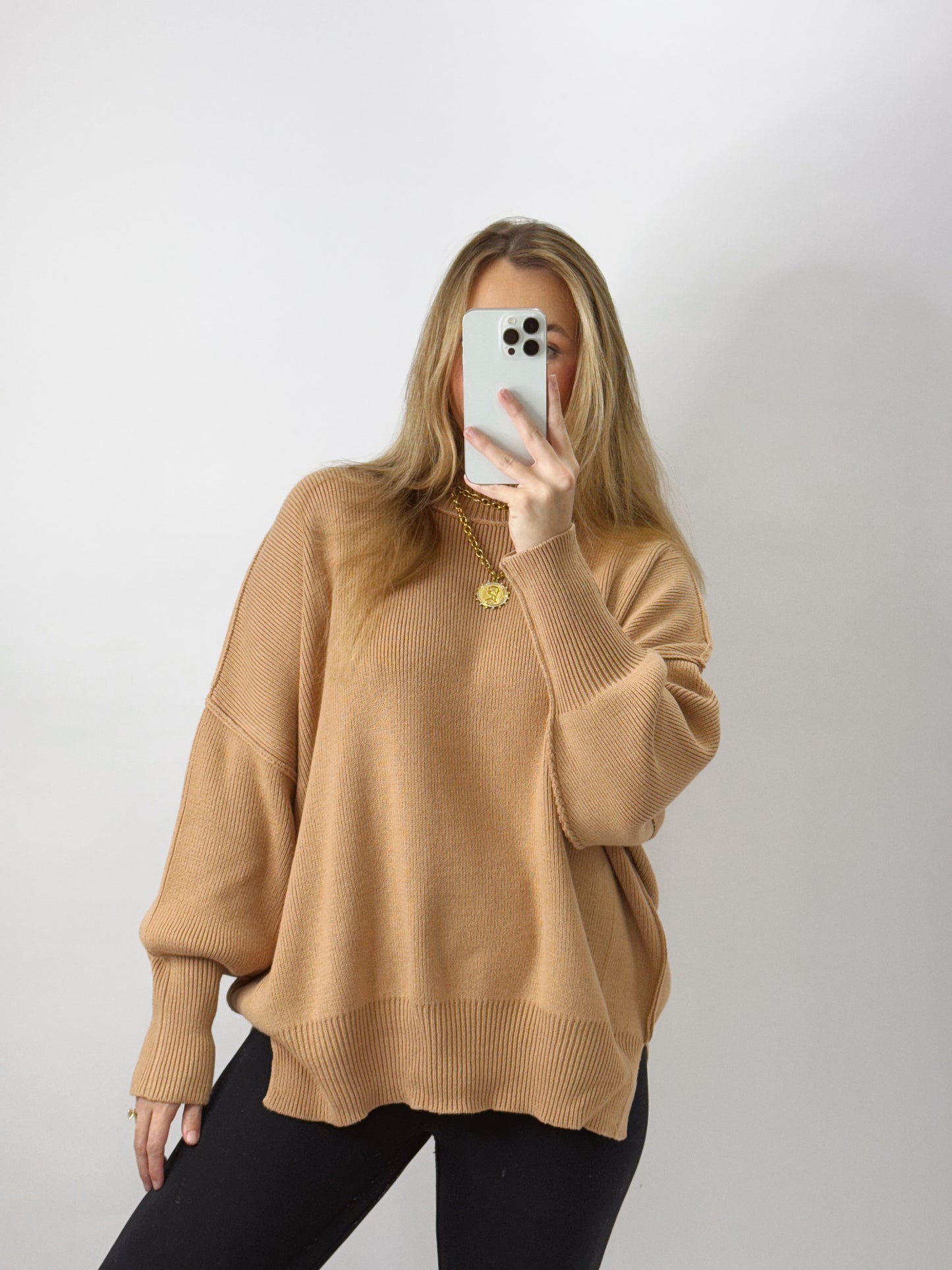 The Alice | Khaki Side Slit Sweater