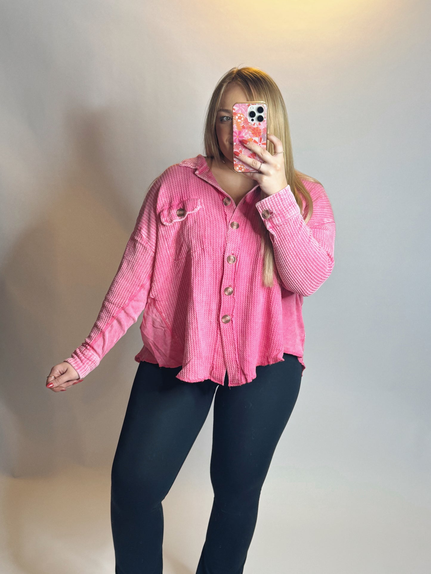 The Christie | Hot Pink Button Up