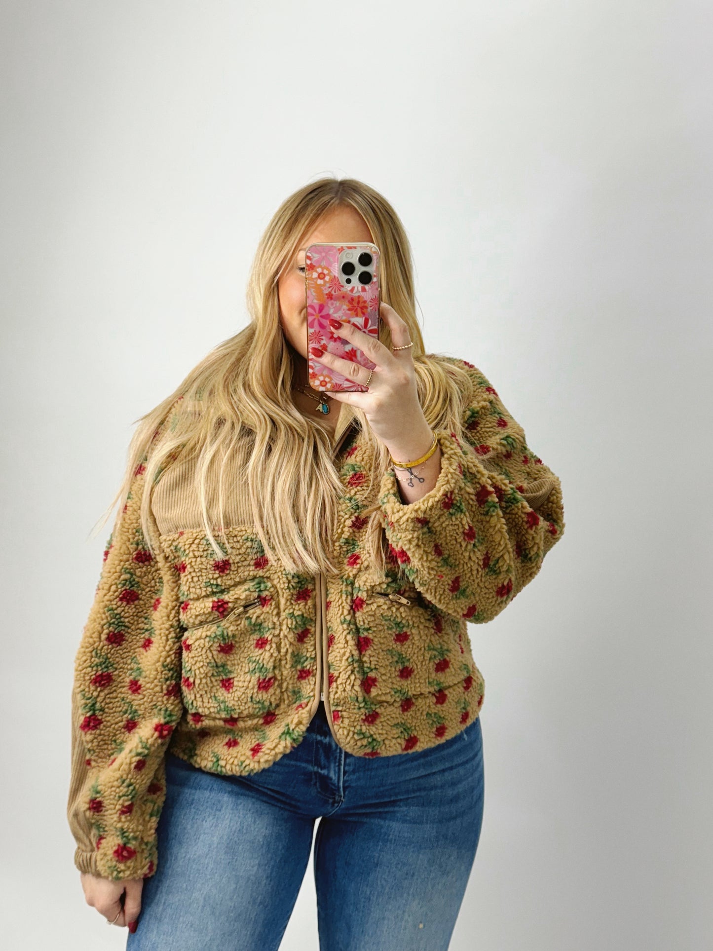 The Kelsey | Rose Sherpa Jacket