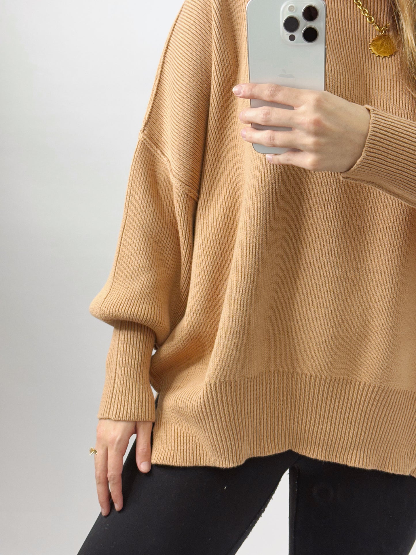 The Alice | Khaki Side Slit Sweater
