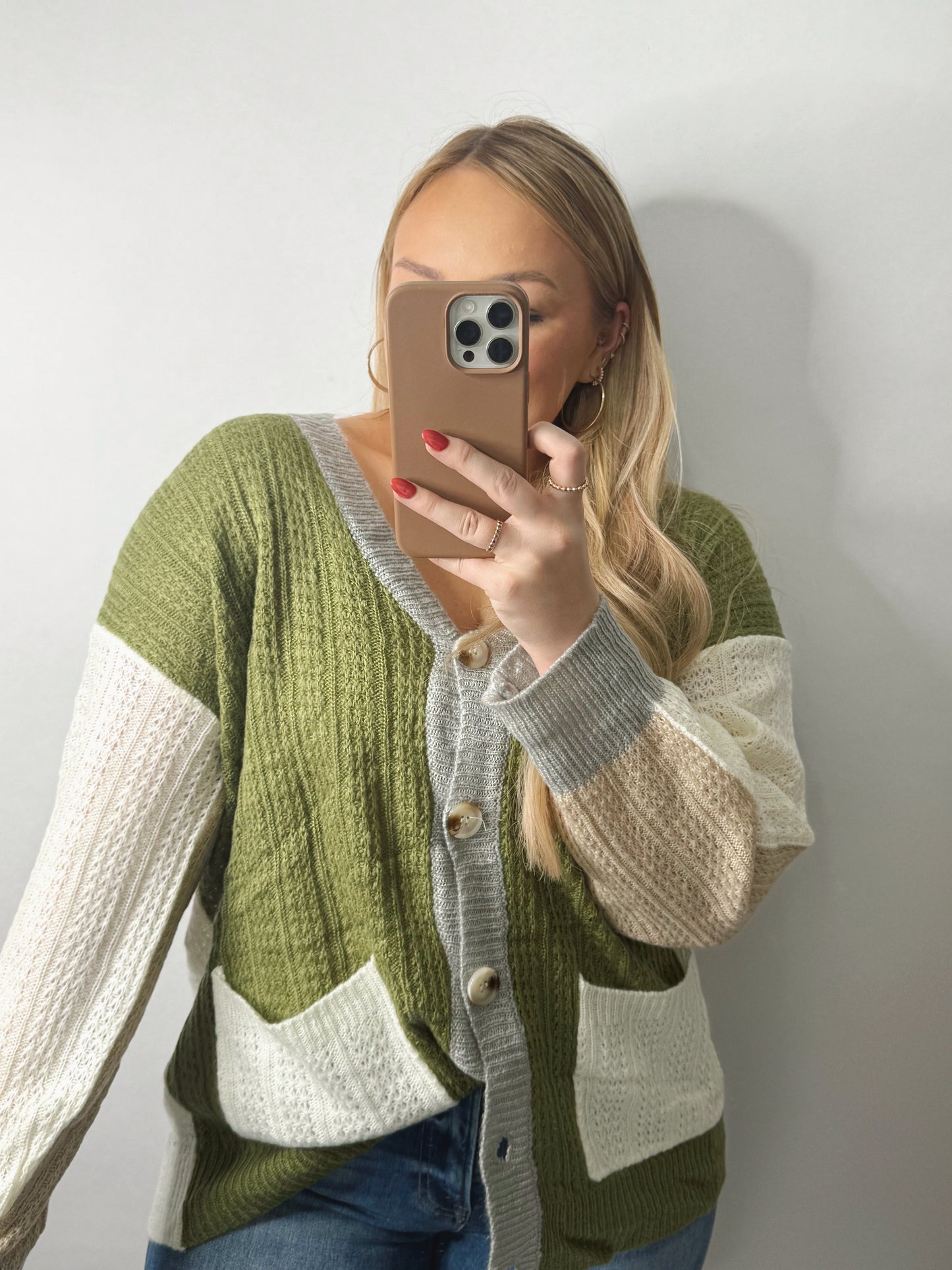 The Aimee | Green Button Up Sweater