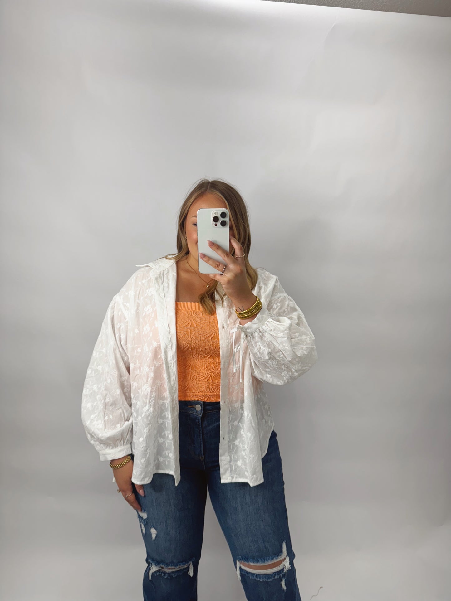 Orange Textured Tube Top