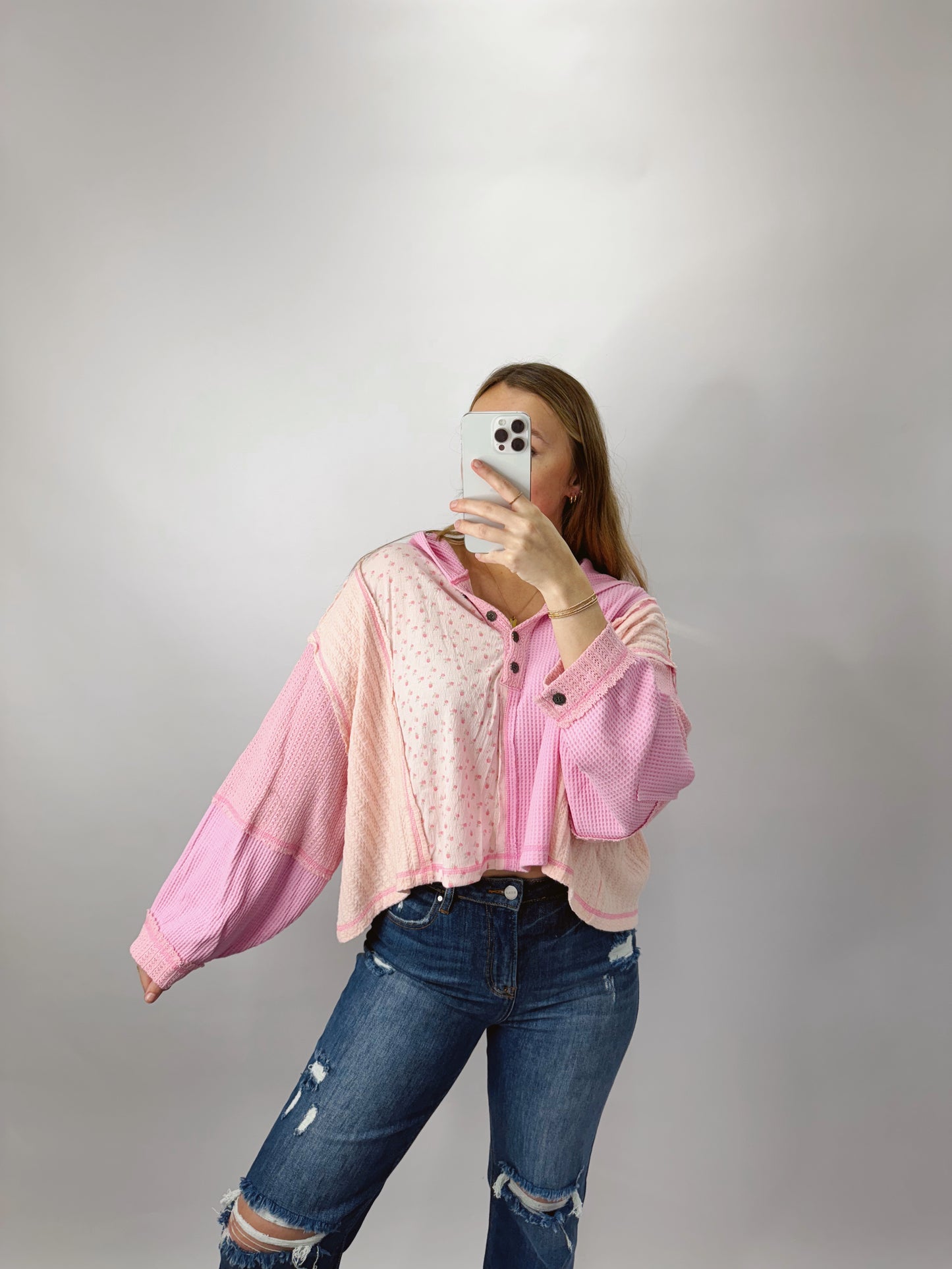 The Madeline | Pink Patchwork Top