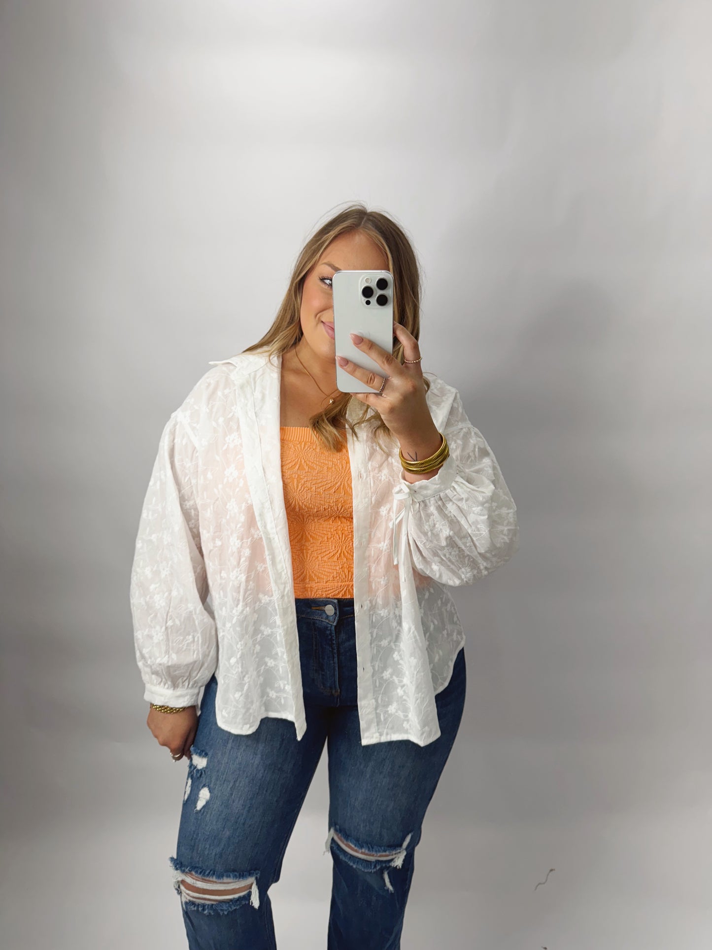 Orange Textured Tube Top