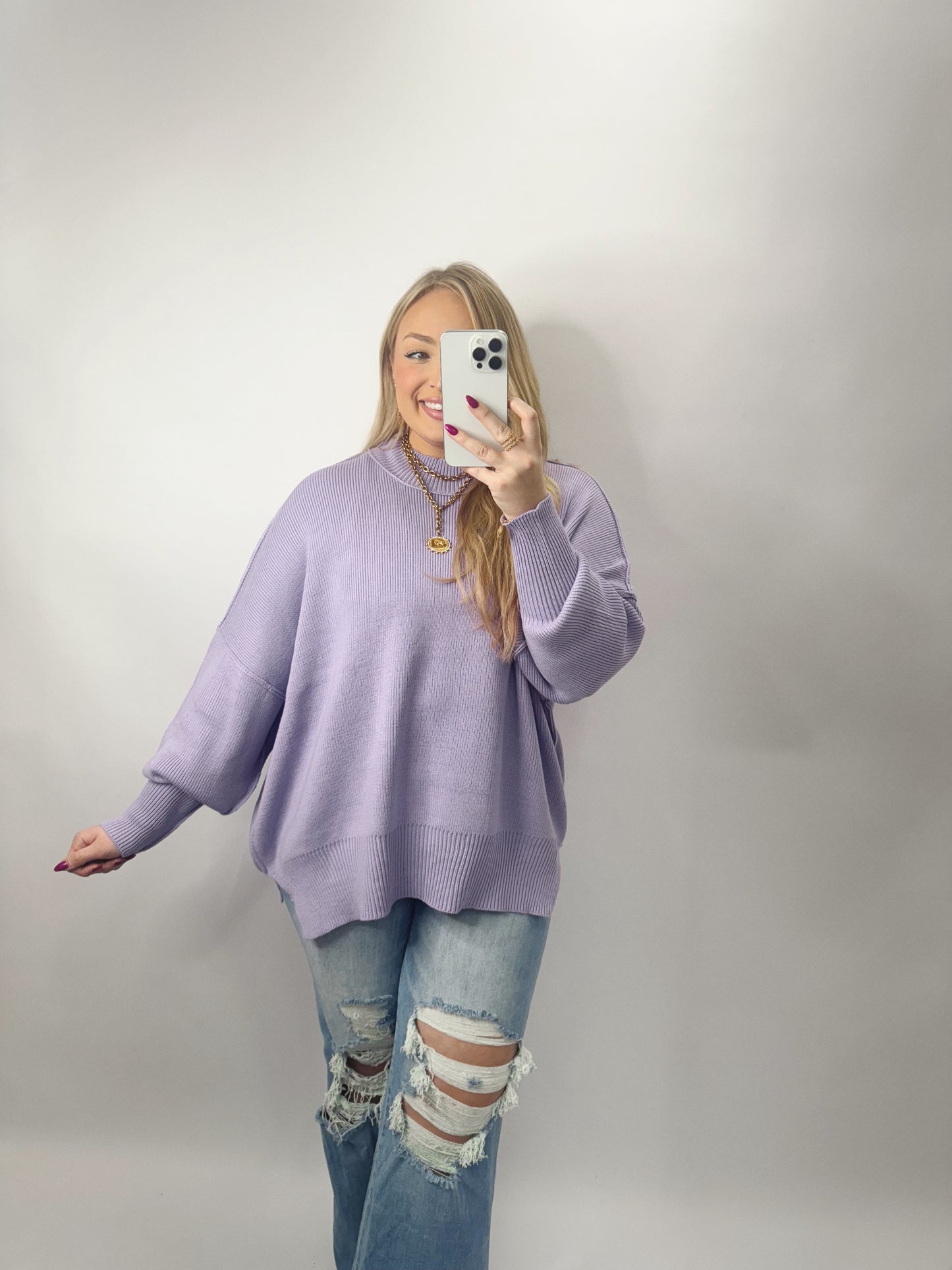 The Alice | Lavender Side Slit Sweater