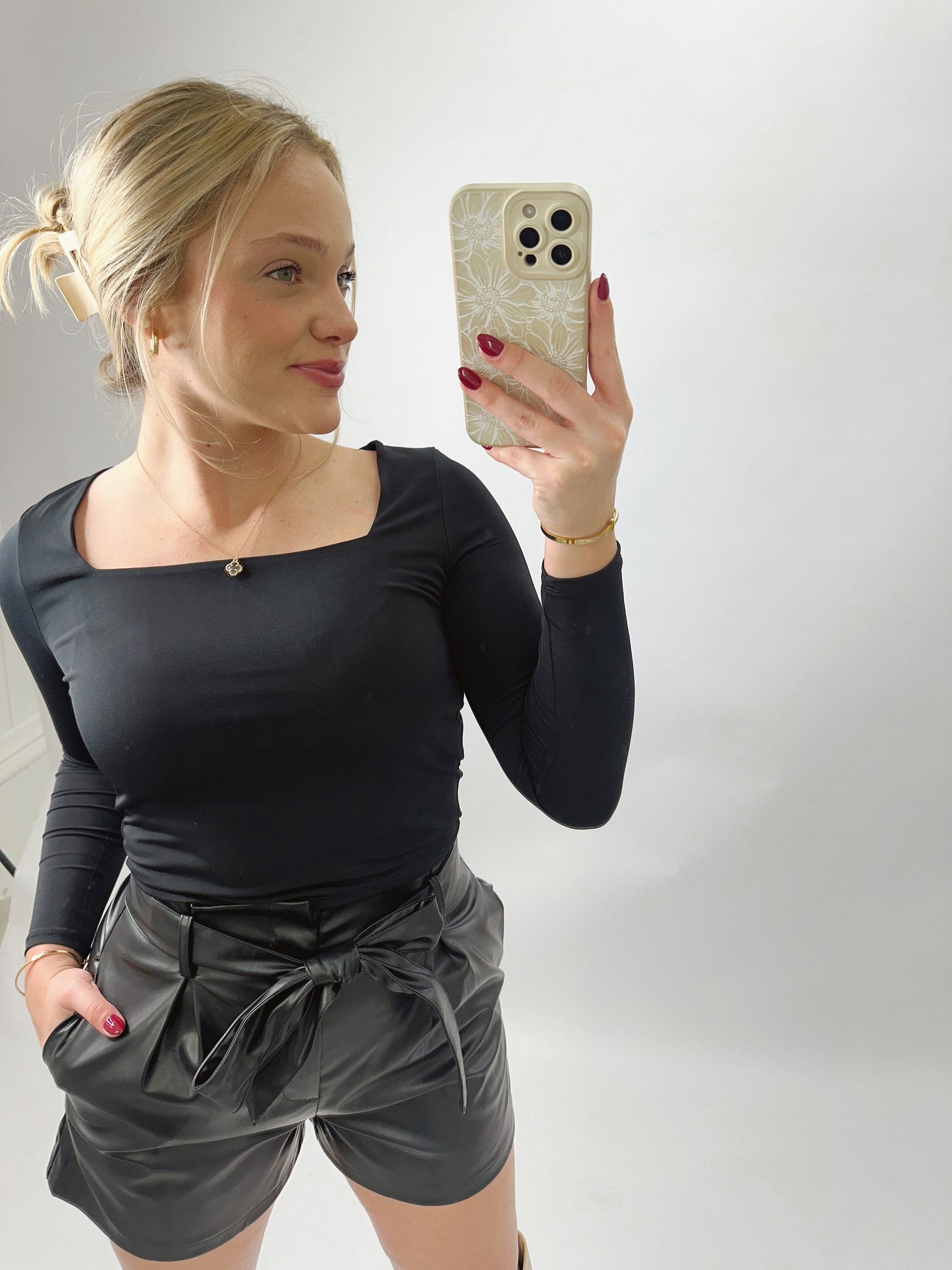 Black Leather Shorts