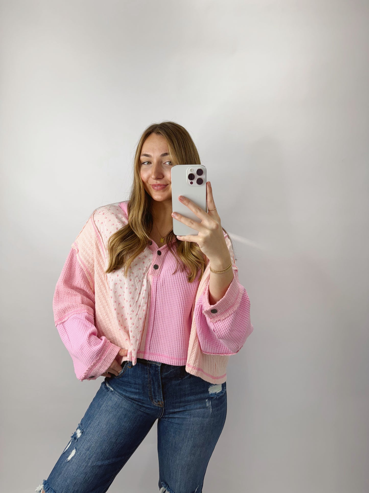 The Madeline | Pink Patchwork Top