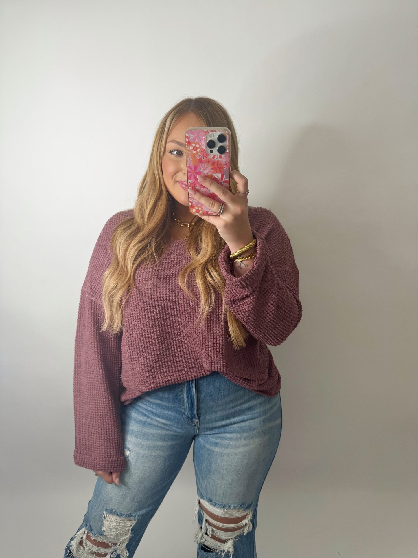 The Angie | Waffle Cut Long Sleeve