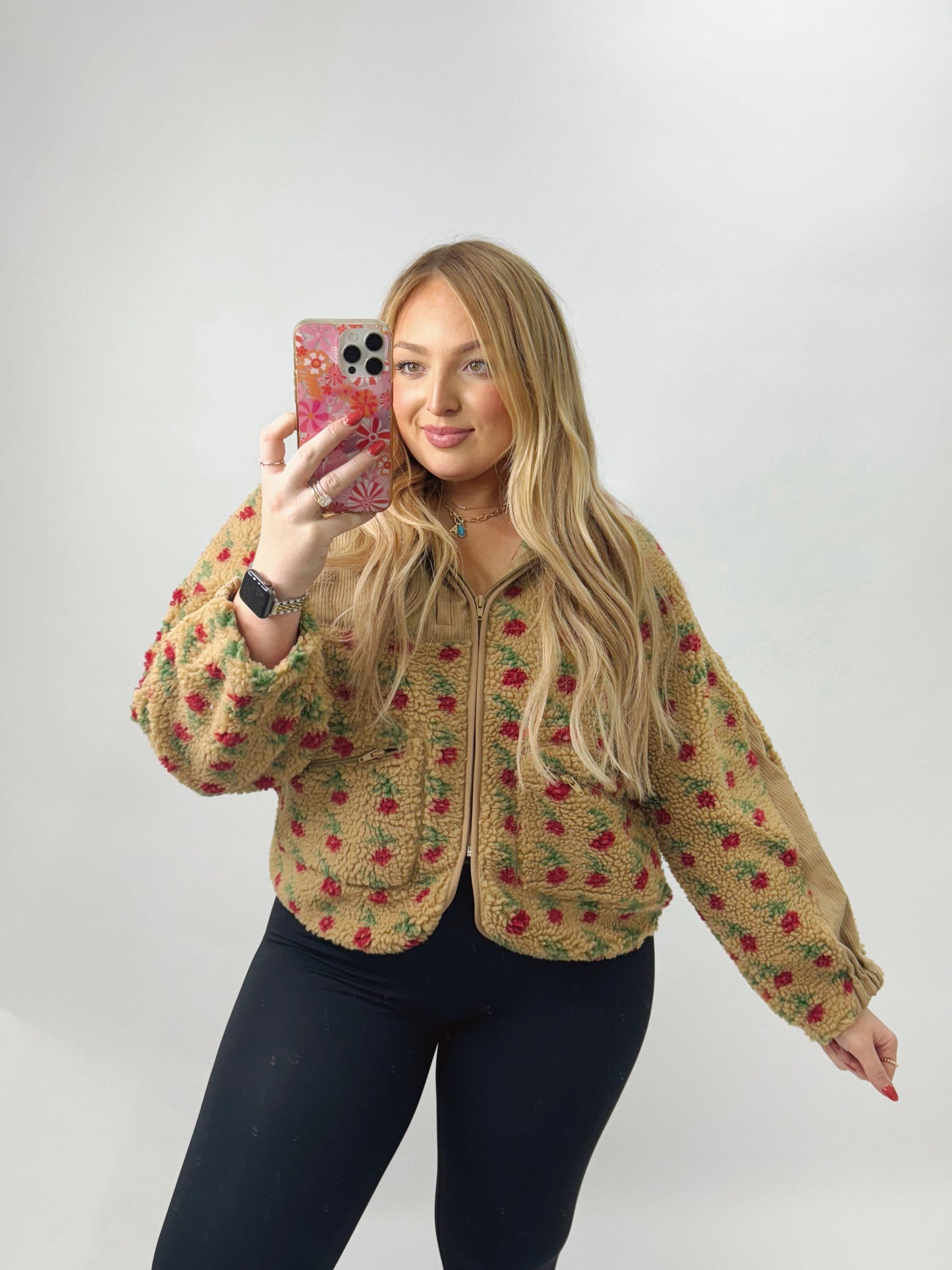 The Kelsey | Rose Sherpa Jacket