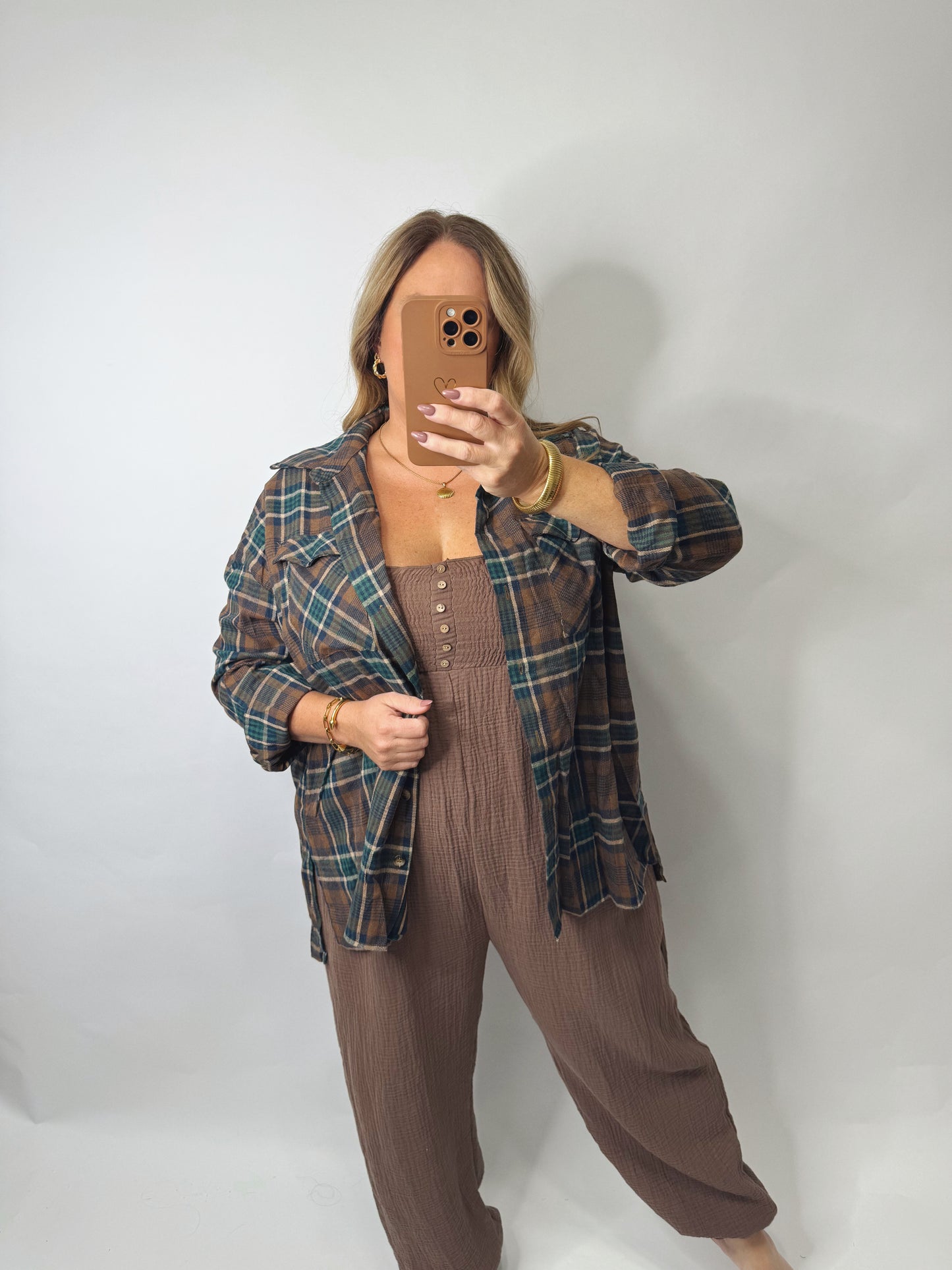 The Katie | Brown Flowy Pant Jumpsuit