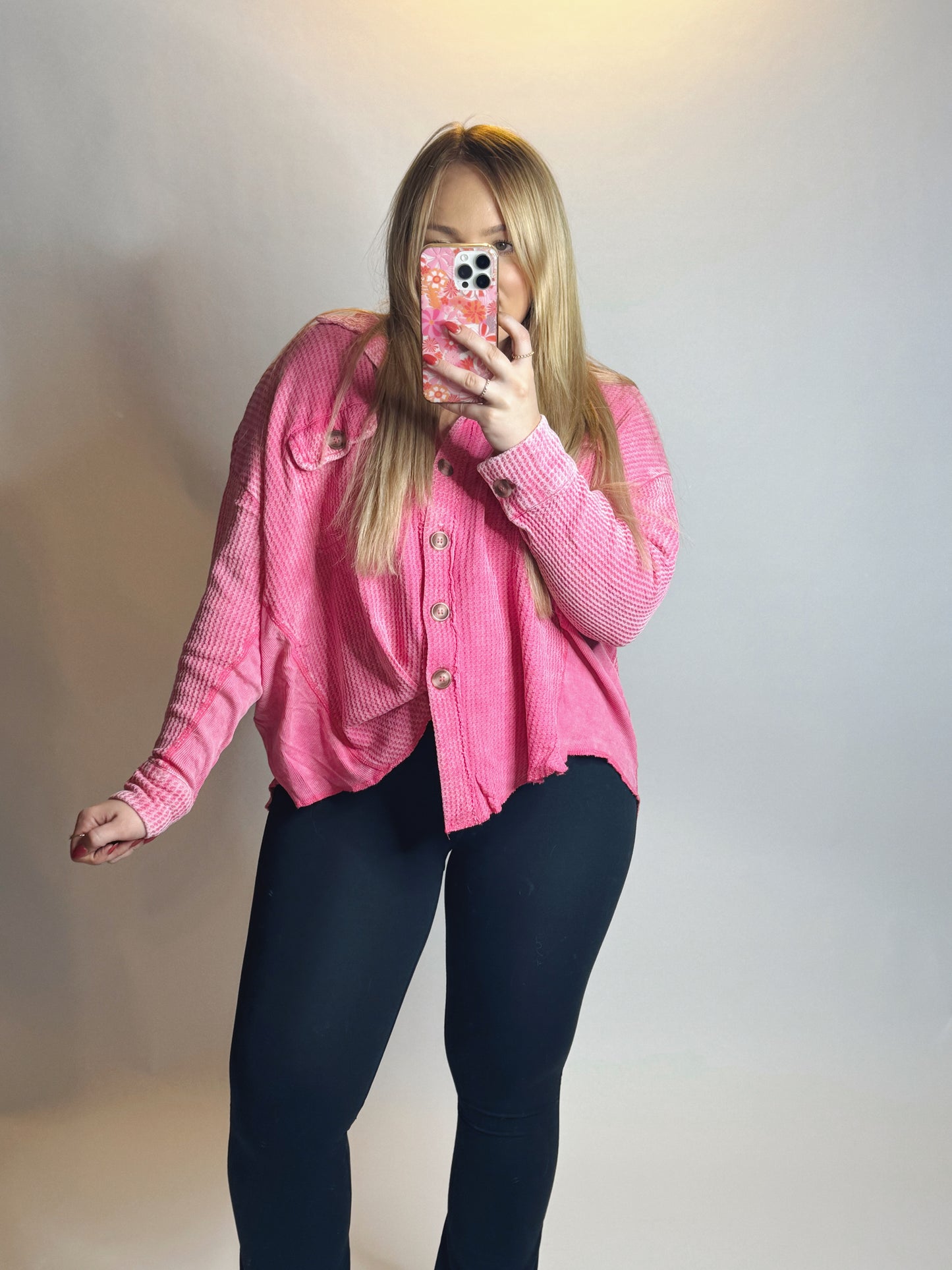 The Christie | Hot Pink Button Up