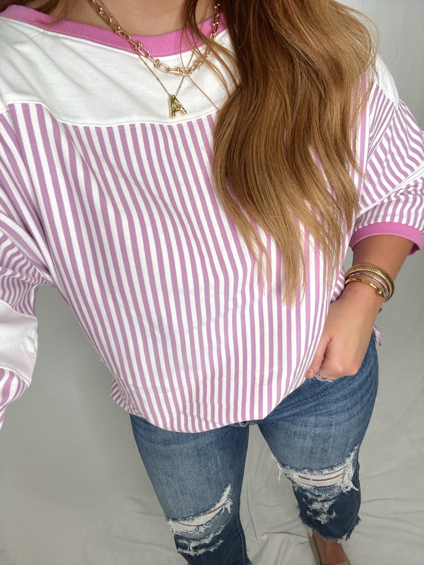 The Layla | Striped 3/4 Sleeve Tee