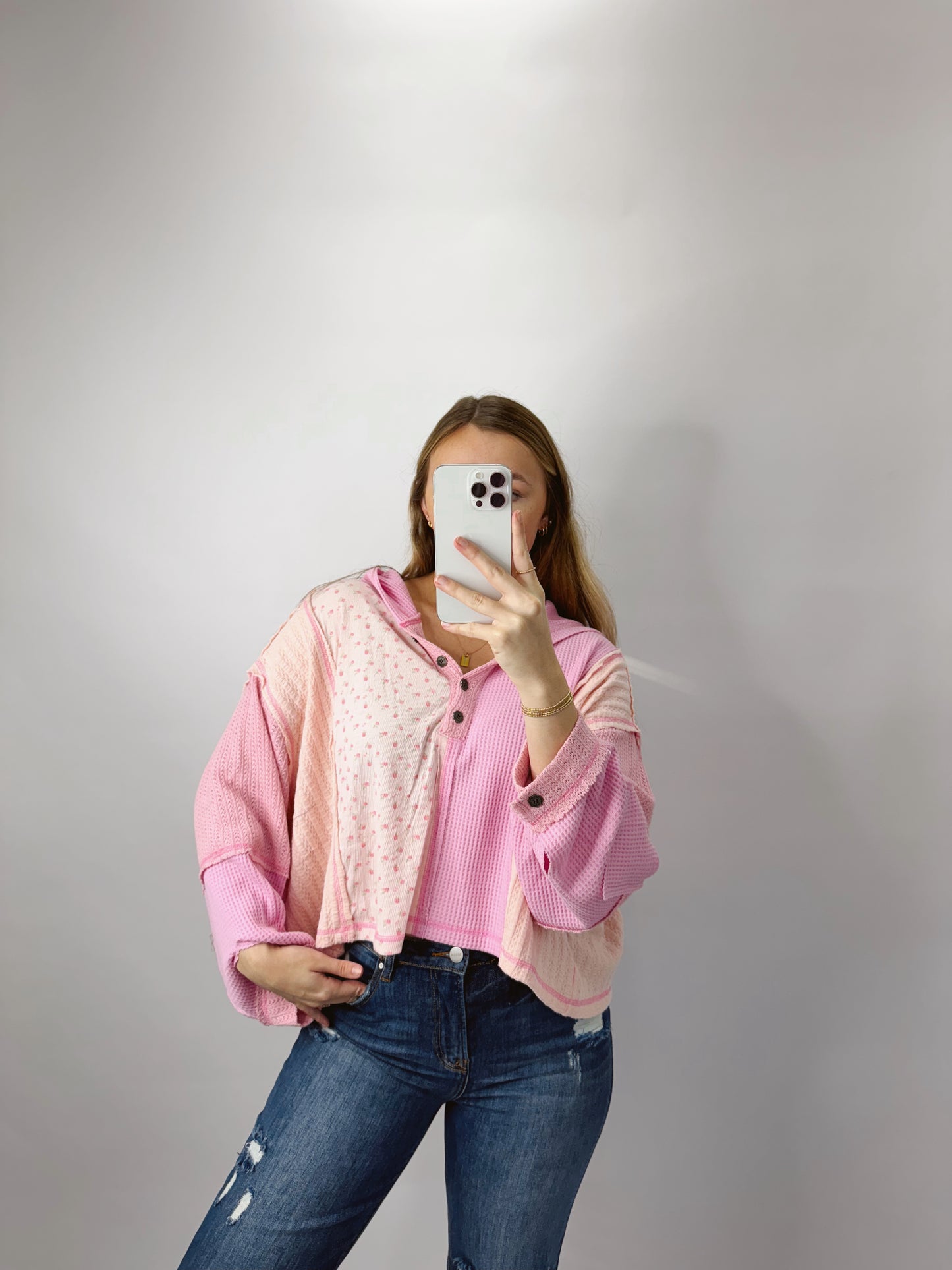The Madeline | Pink Patchwork Top