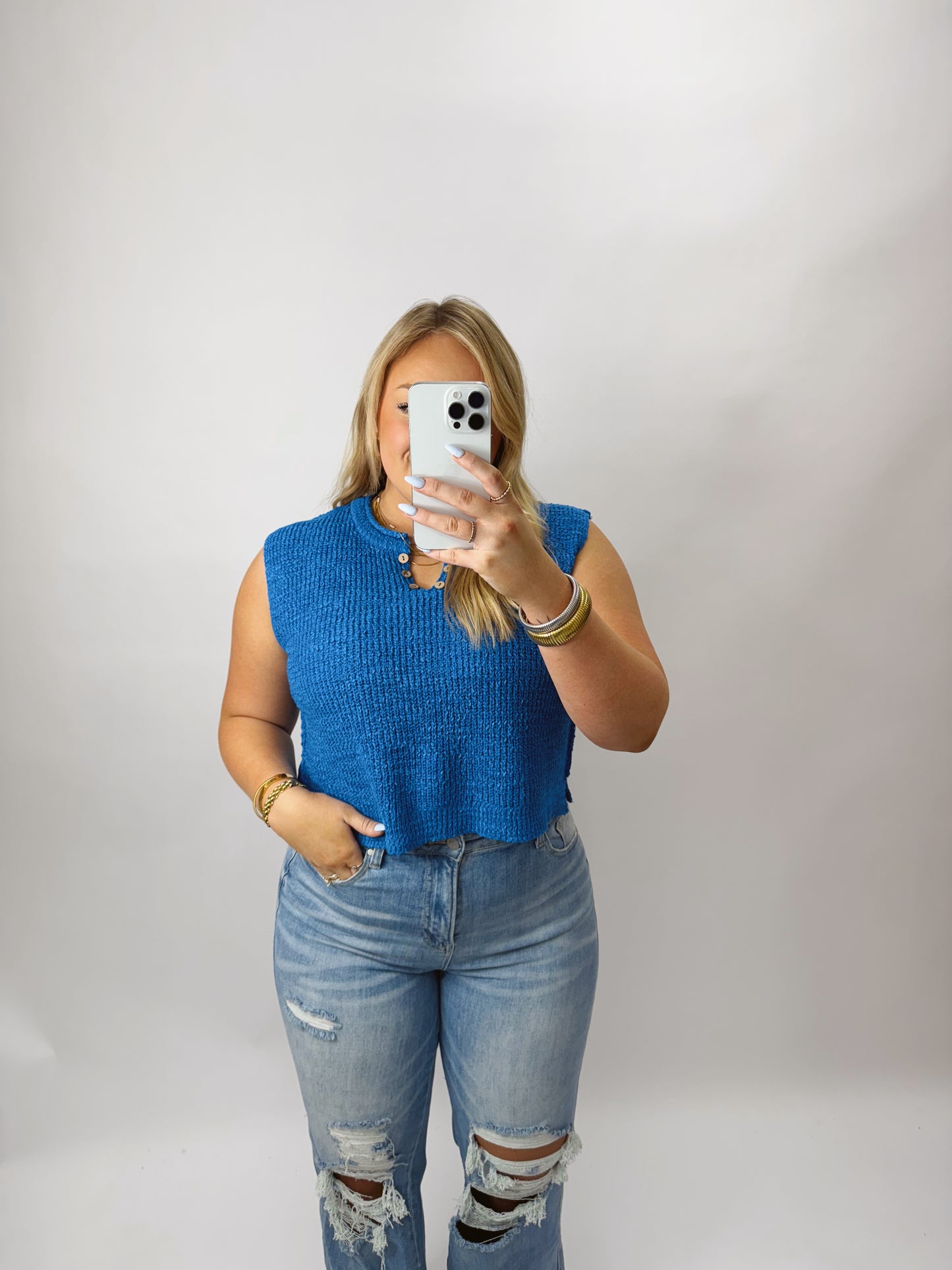 The Cherissa | Blue Knit Tank