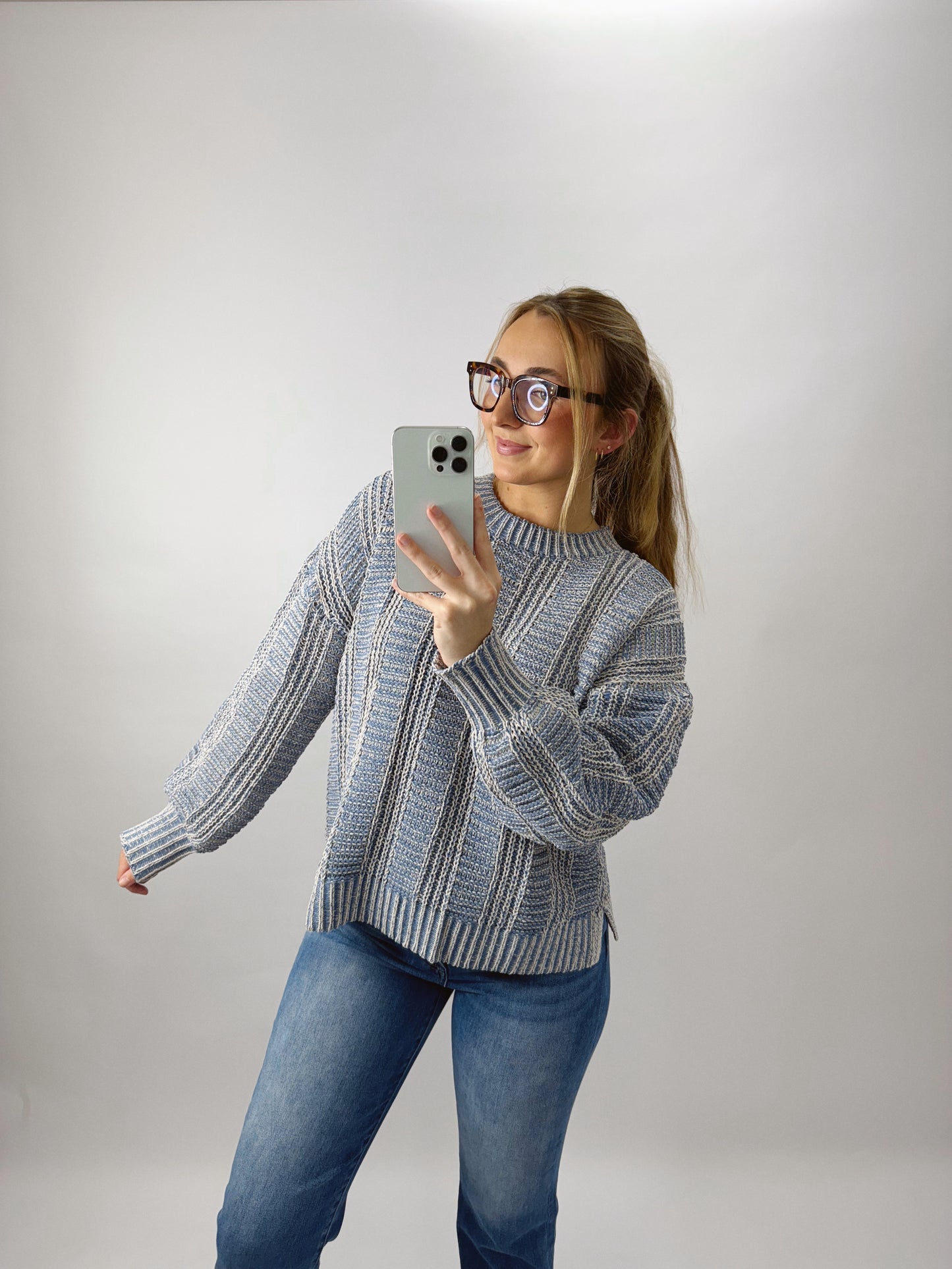 The Mikayla | Blue Chunky Knit Sweater